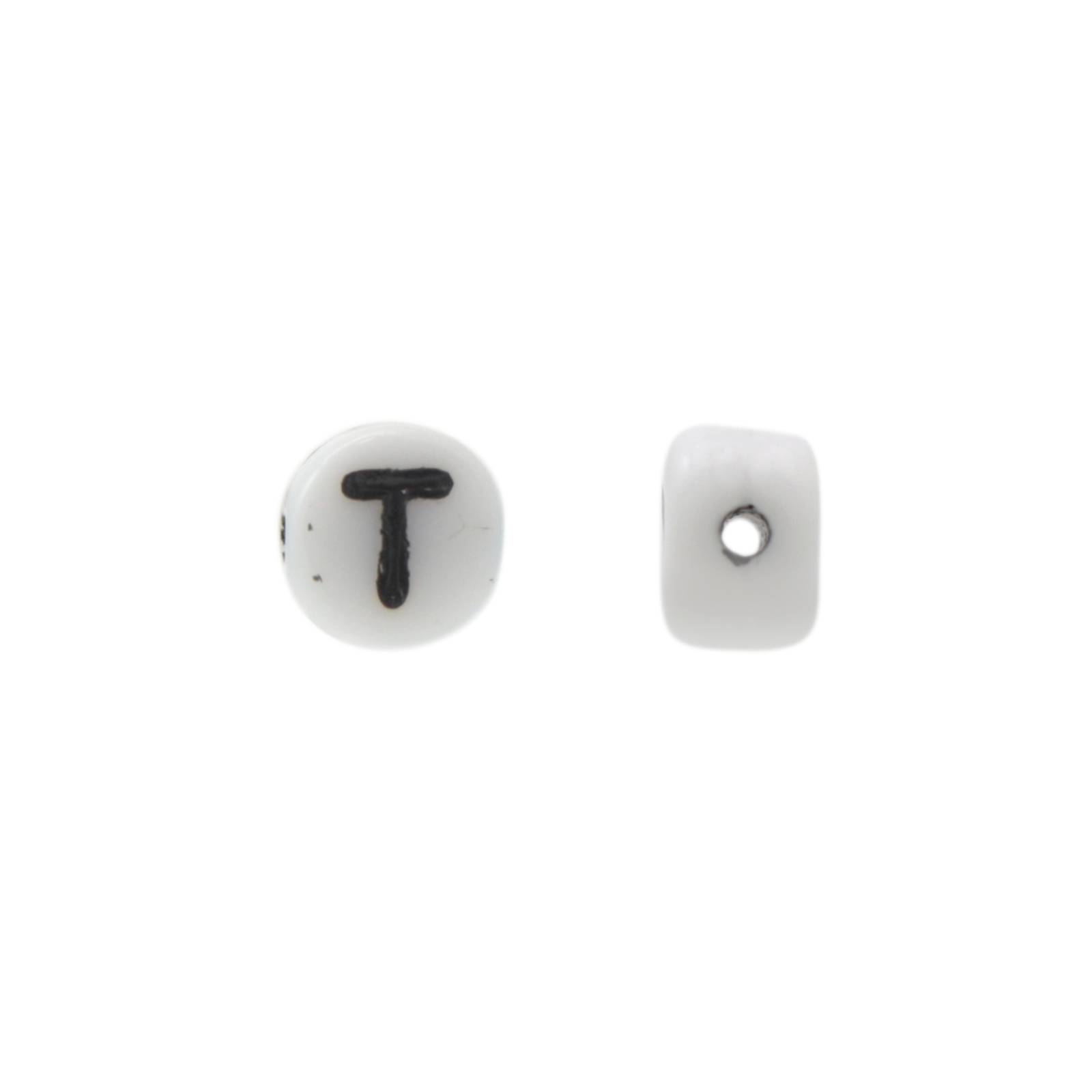 letter beads t white 6mm | 10pc