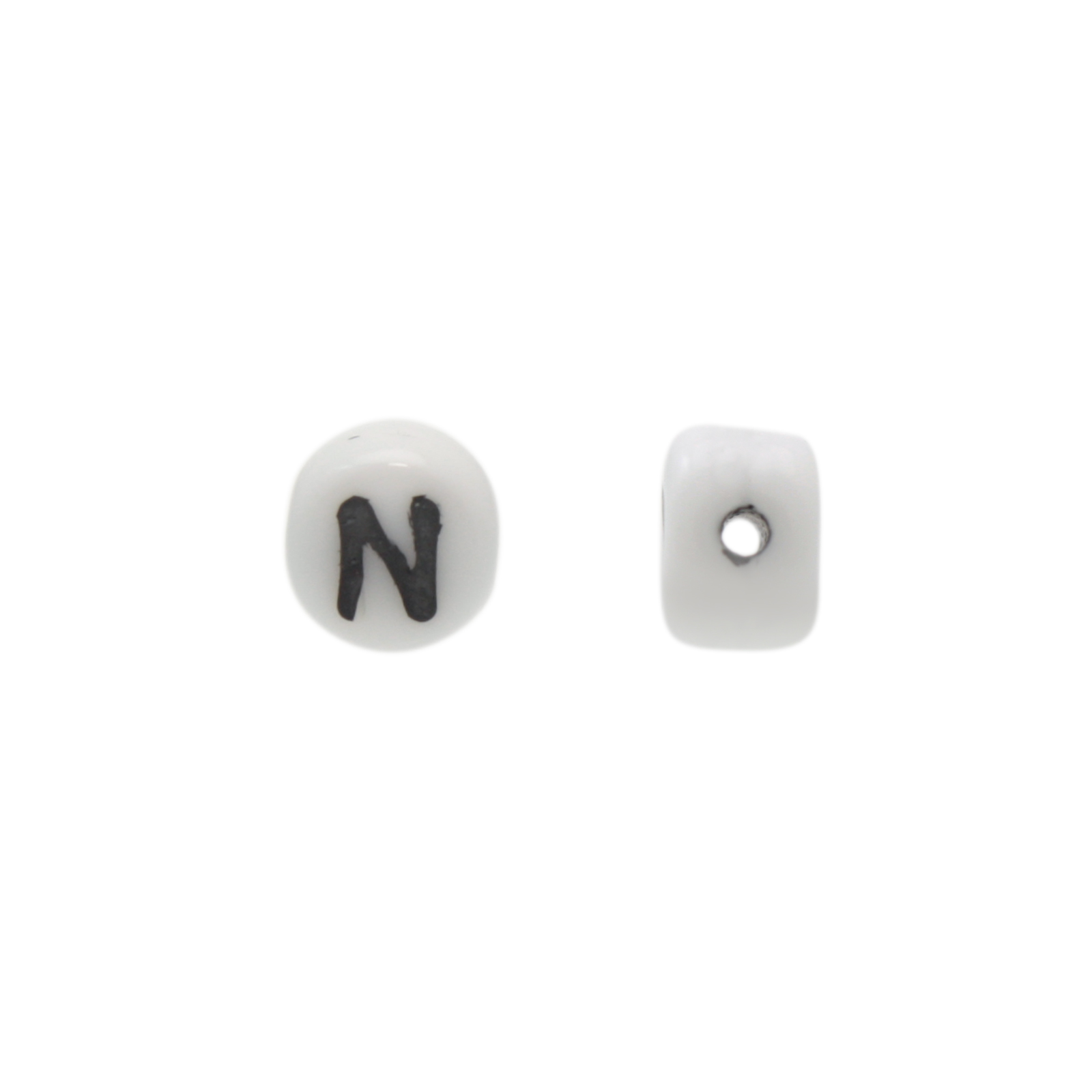 letter beads n white 6mm | 10pc