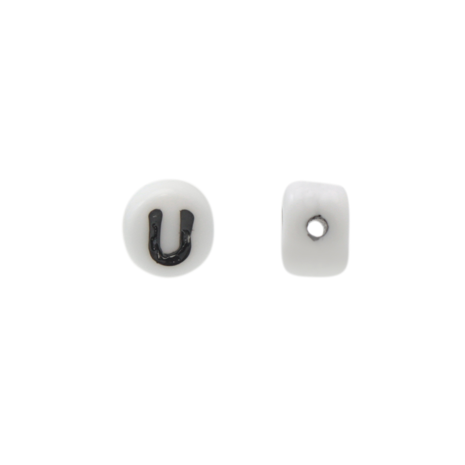 letter beads u white 6mm | 10pc