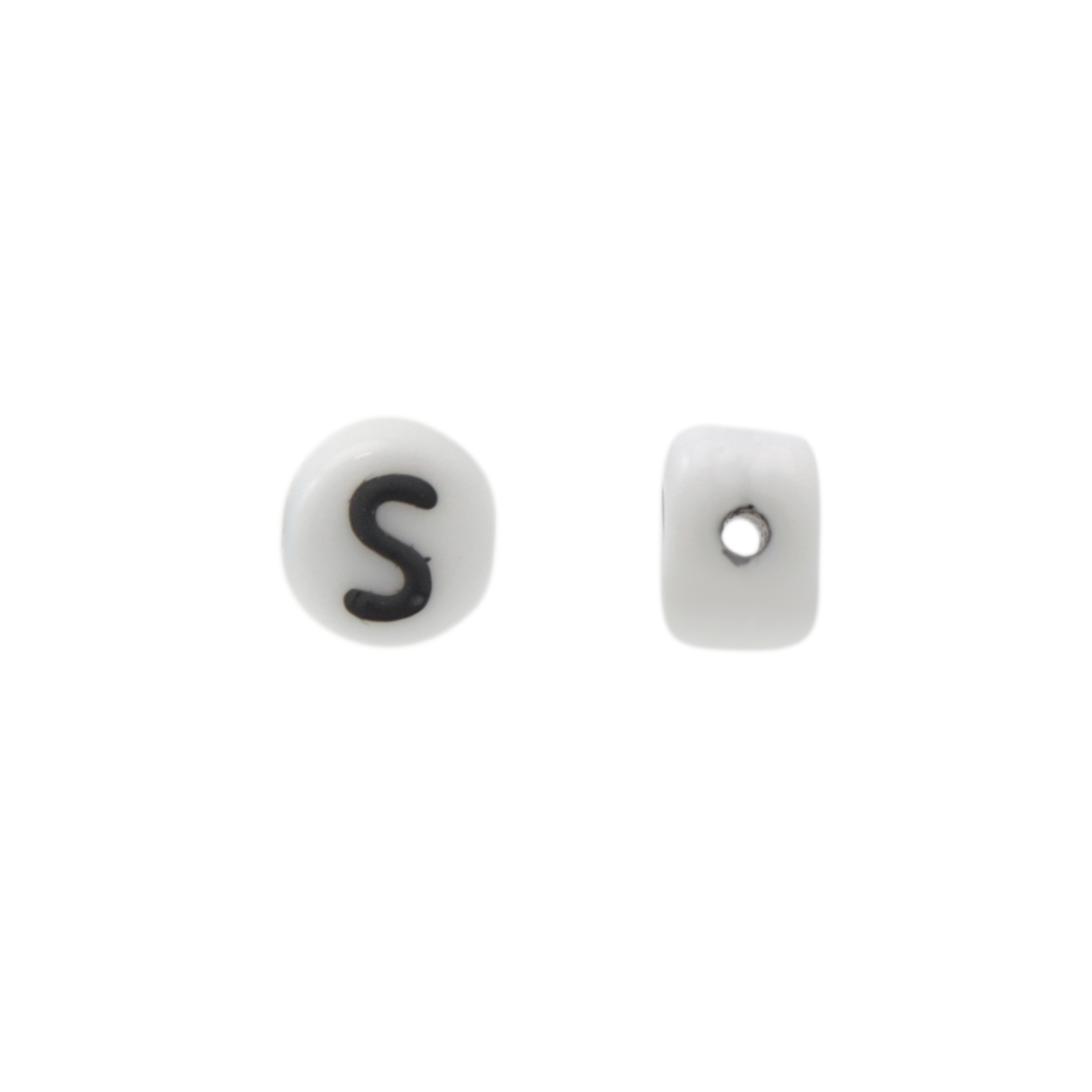 letter beads s white 6mm | 10pc
