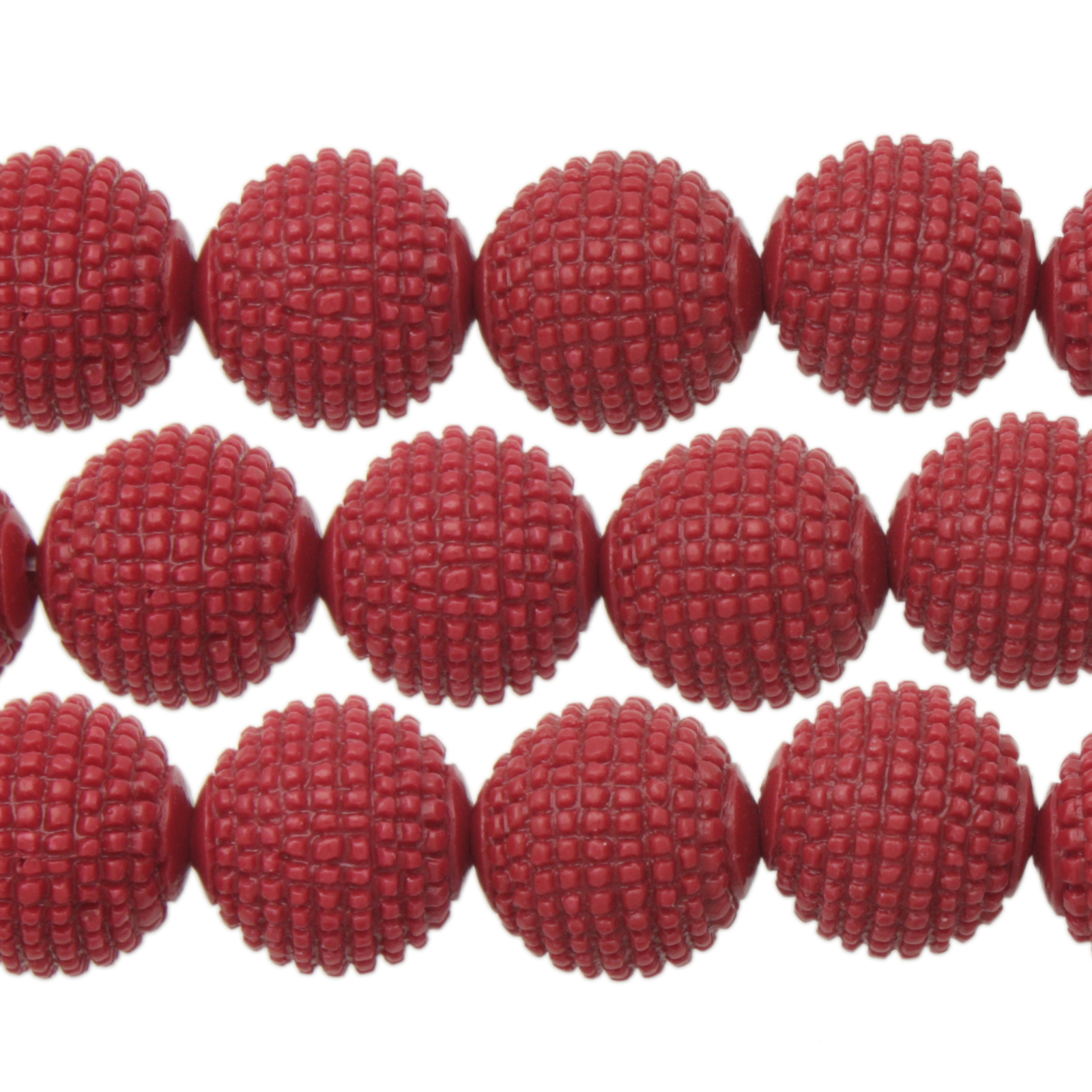 resin stone round carving - coral red - 12mm | 8pc