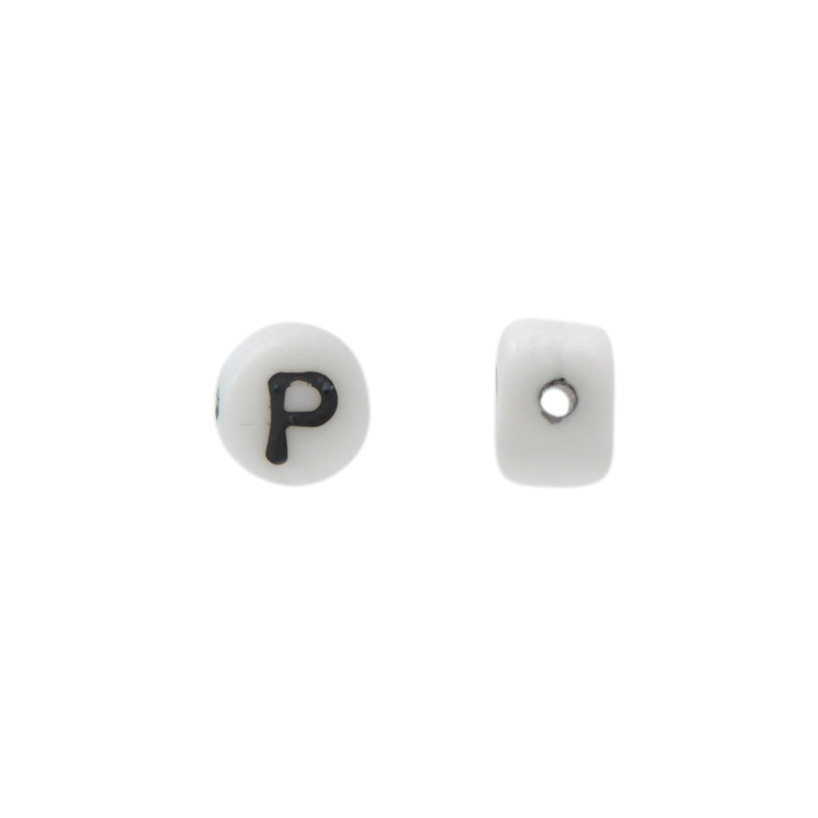 letter beads p white 6mm | 10pc