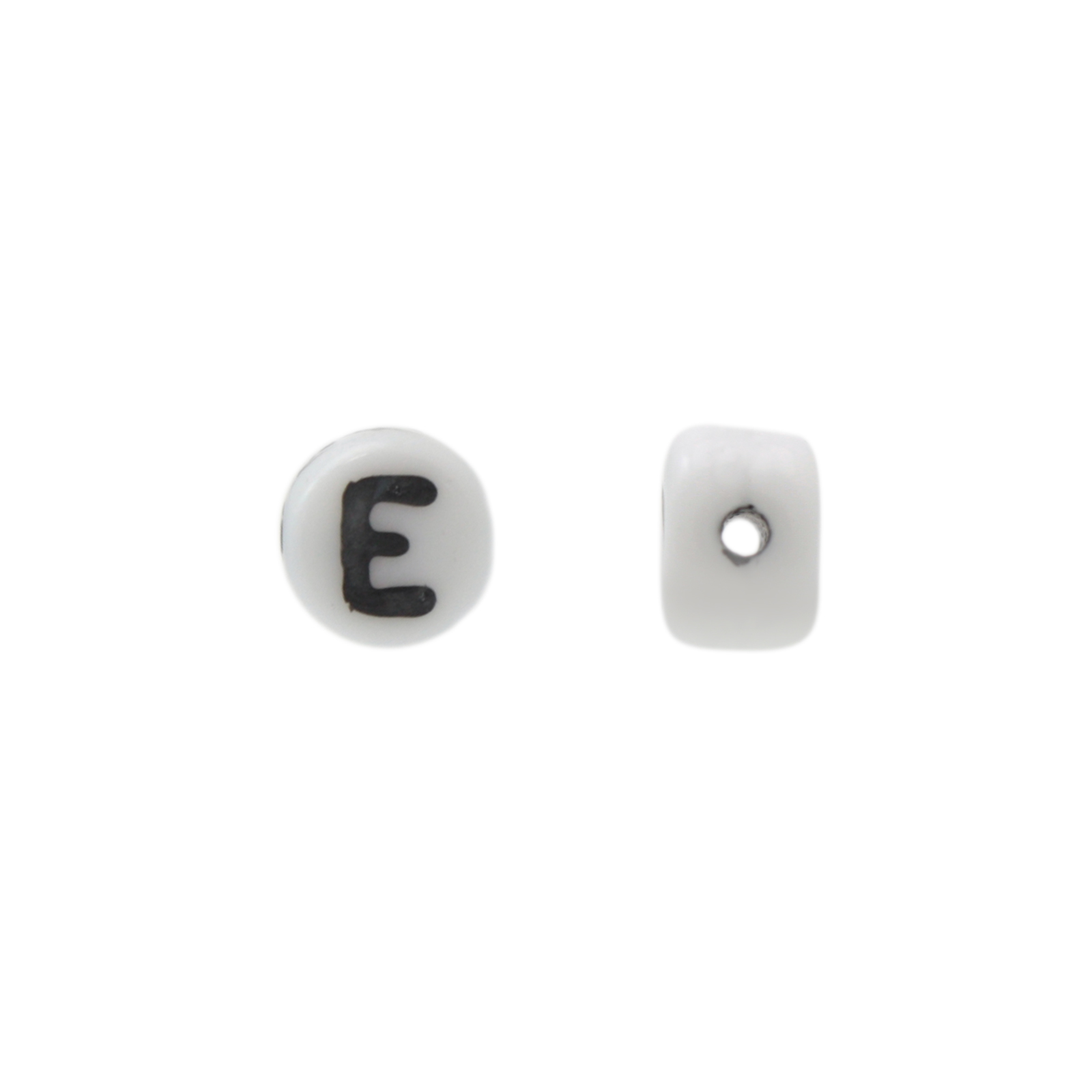 letter beads e white 6mm | 10pc