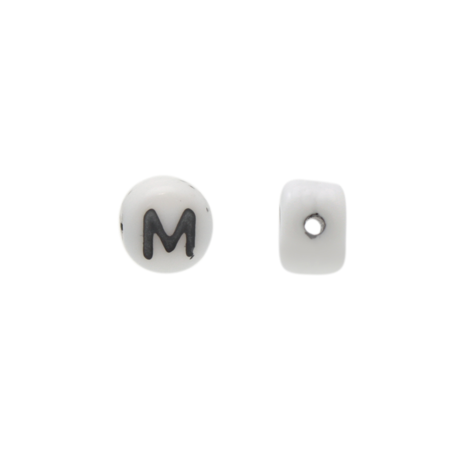 letter beads m white 6mm | 10pc