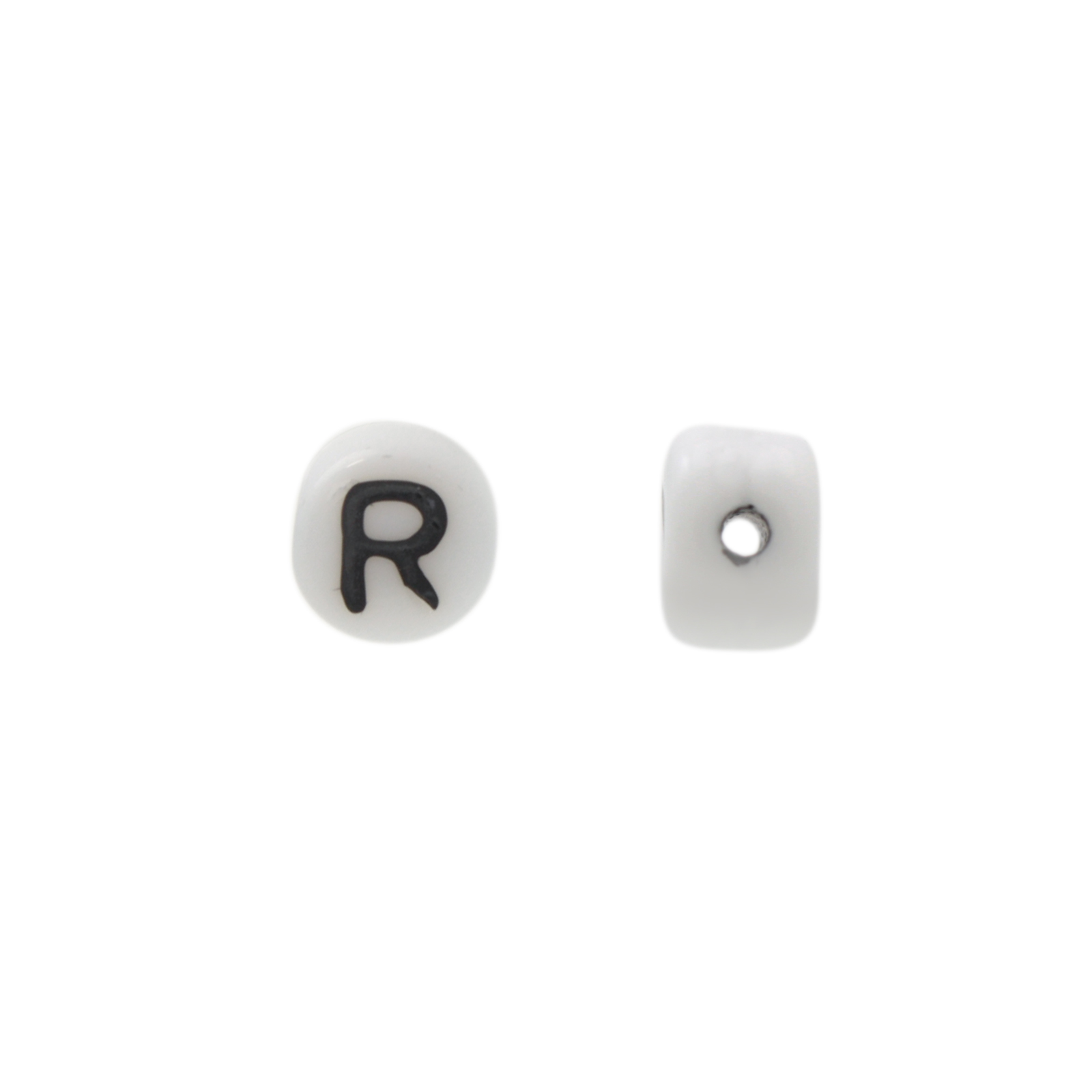 letter beads r white 6mm | 10pc