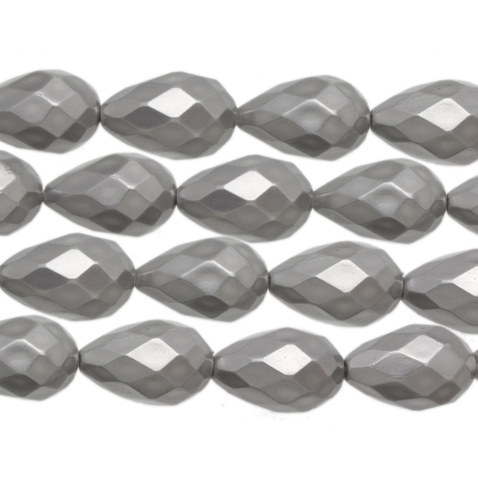 south-sea shell beads - silver faceted briolette 18x14mm | 2pc