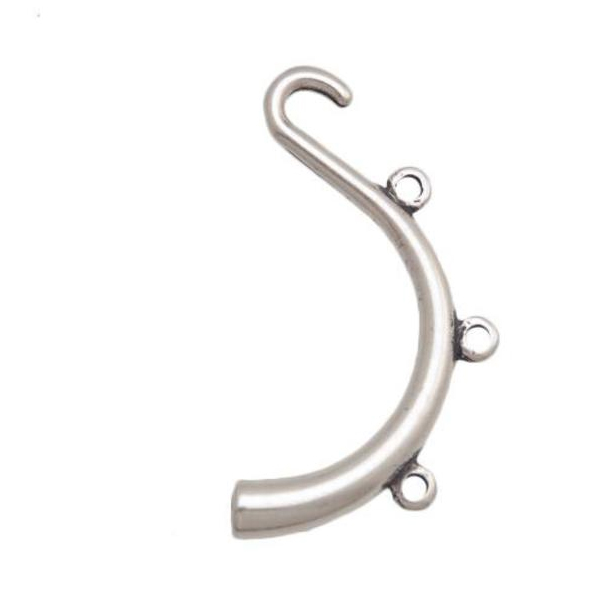 antique silver plated bracelet with hook and rings (width 5mm) | 1pc