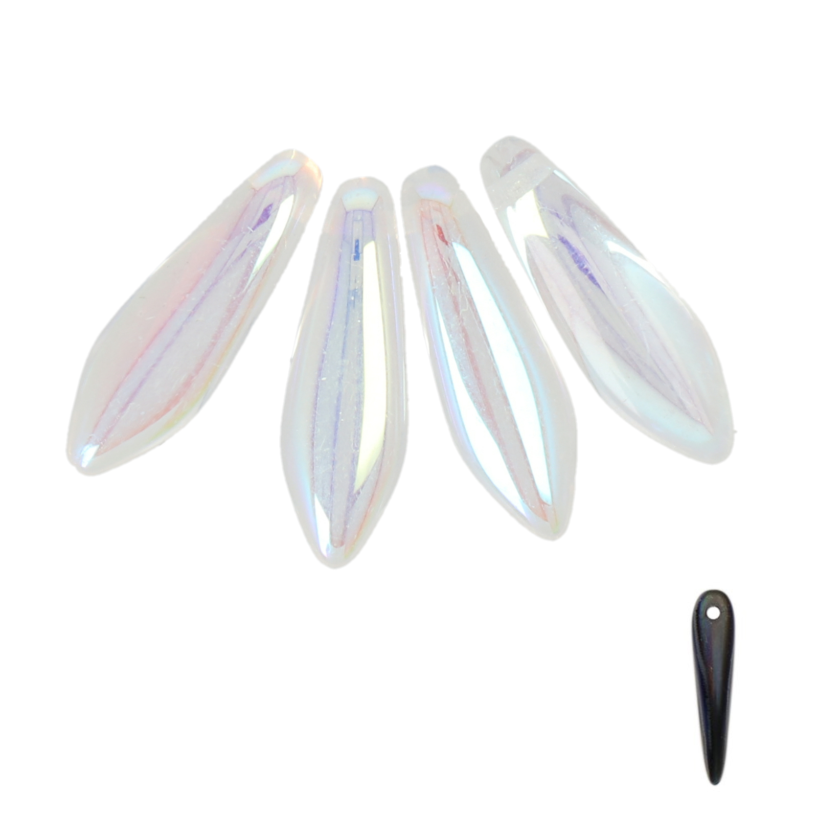czech glass dagger beads - crystal ab 16x5mm | 25pc