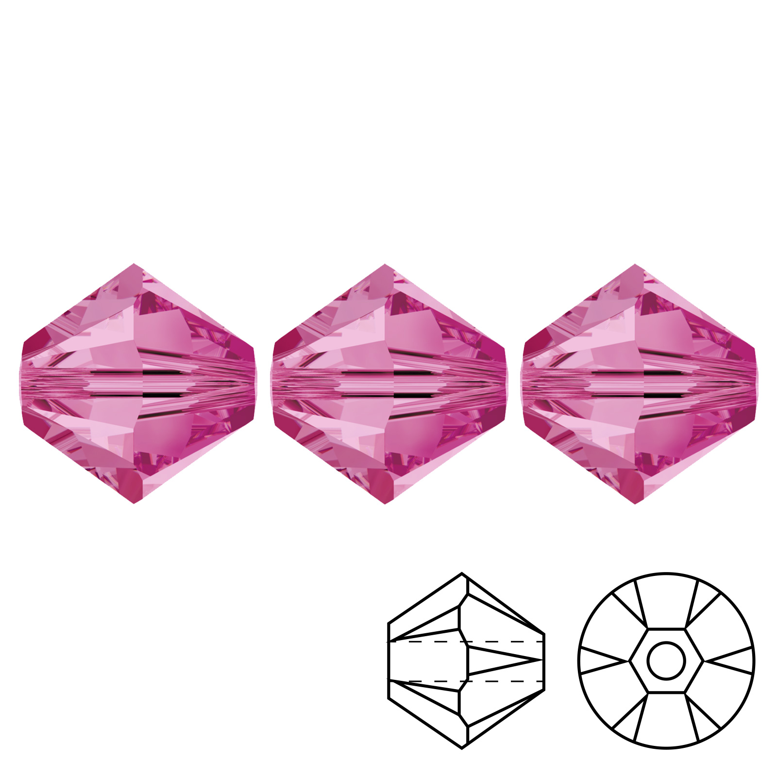 bicone (5328) rose 4mm | 48pc