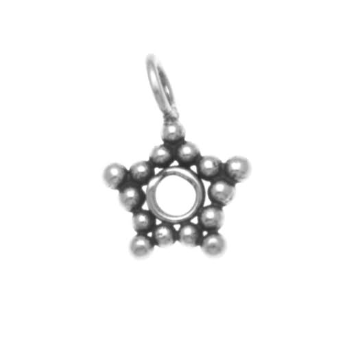 antique sterling silver granulated star 7mm | 2pc