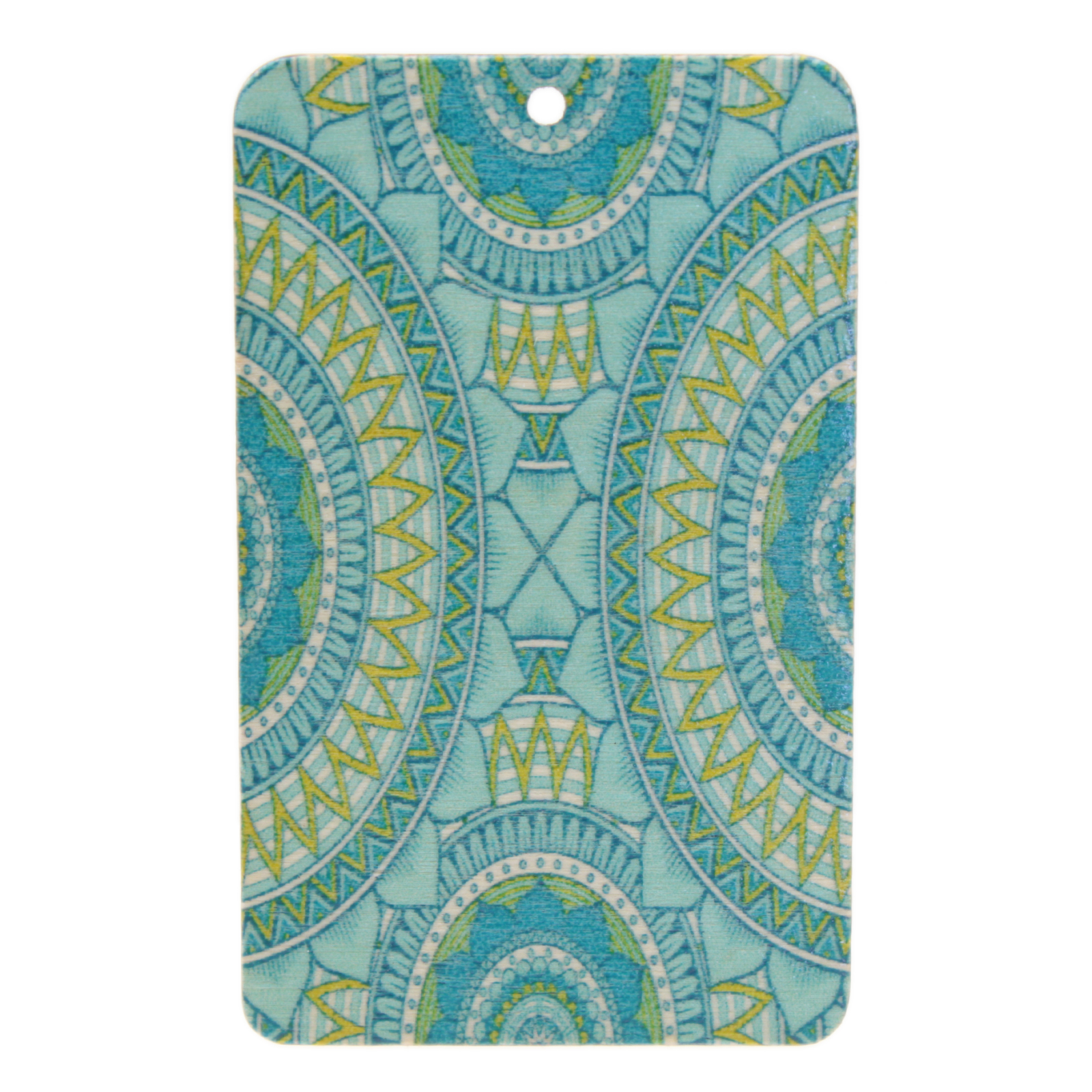 wooden pendant - multicolor turquoise - diamond 65x40mm | 2pc