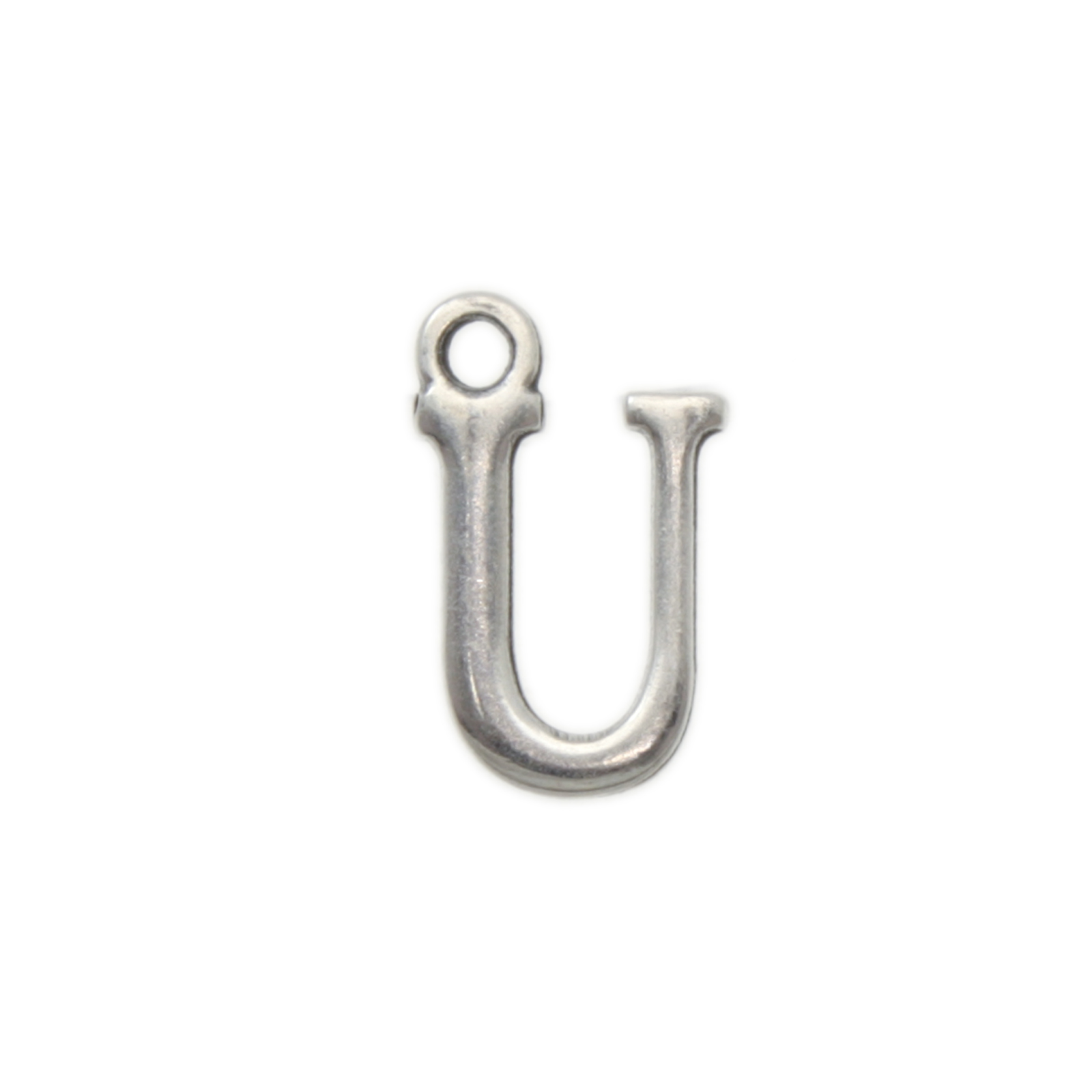 antique silver plated alphabet charm letter u | 1pc