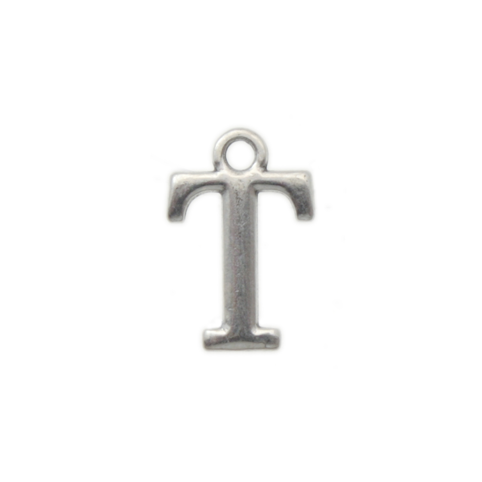 antique silver plated alphabet charm letter t | 1pc