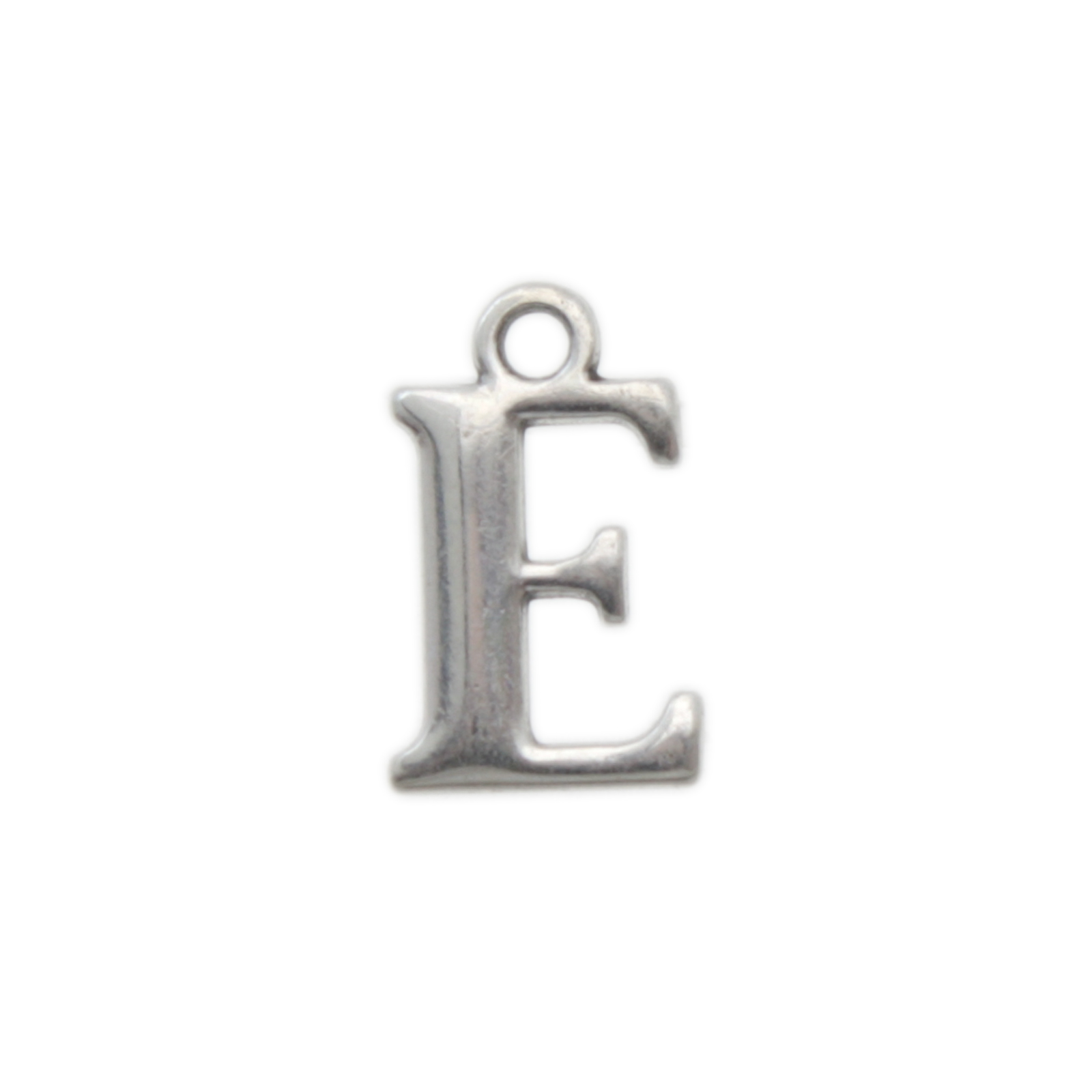 antique silver plated alphabet charm letter e | 1pc