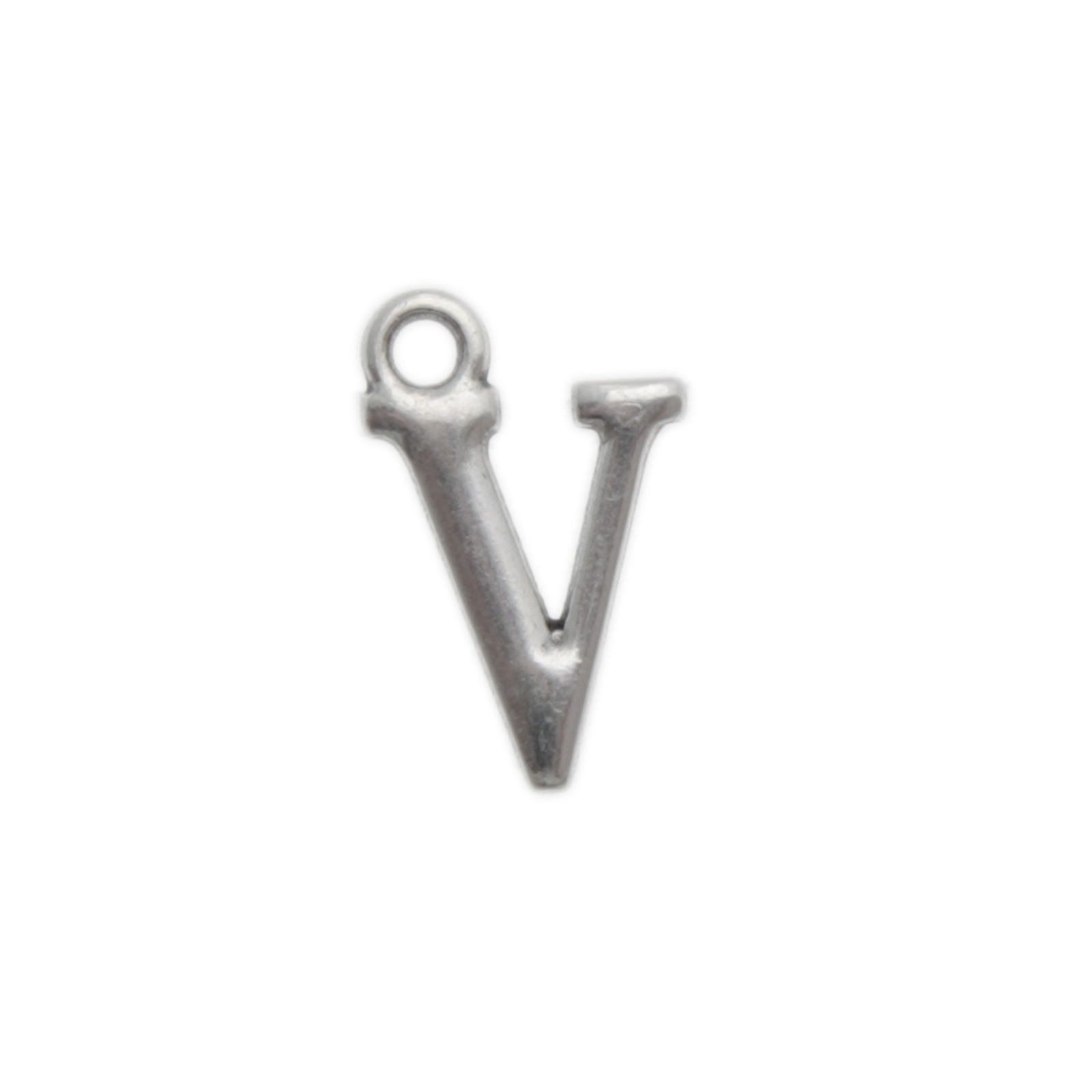 Antique Silver Plated Alphabet Charm Letter V | 1pc