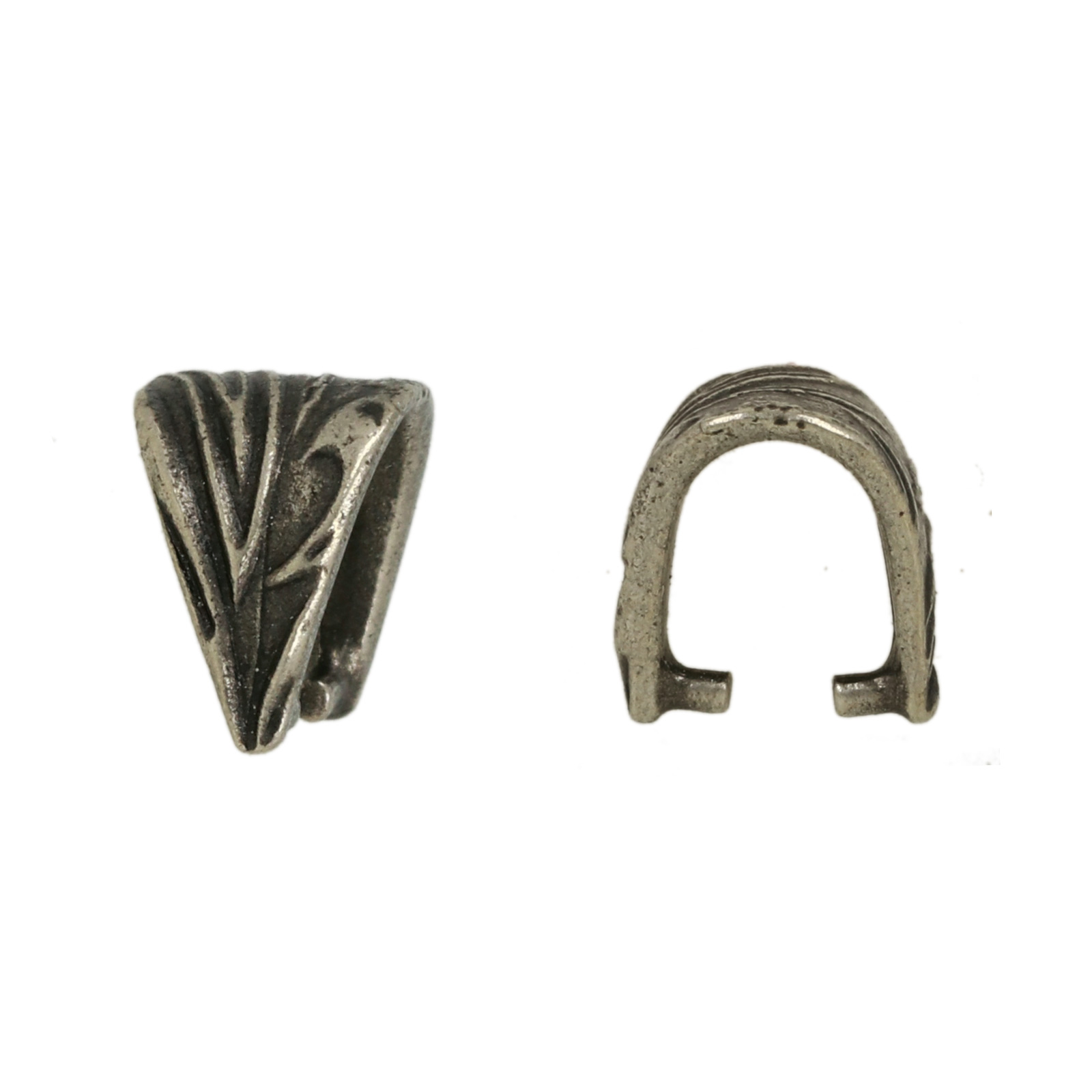antique silver plated decorated bail 10x8mm | 1pc