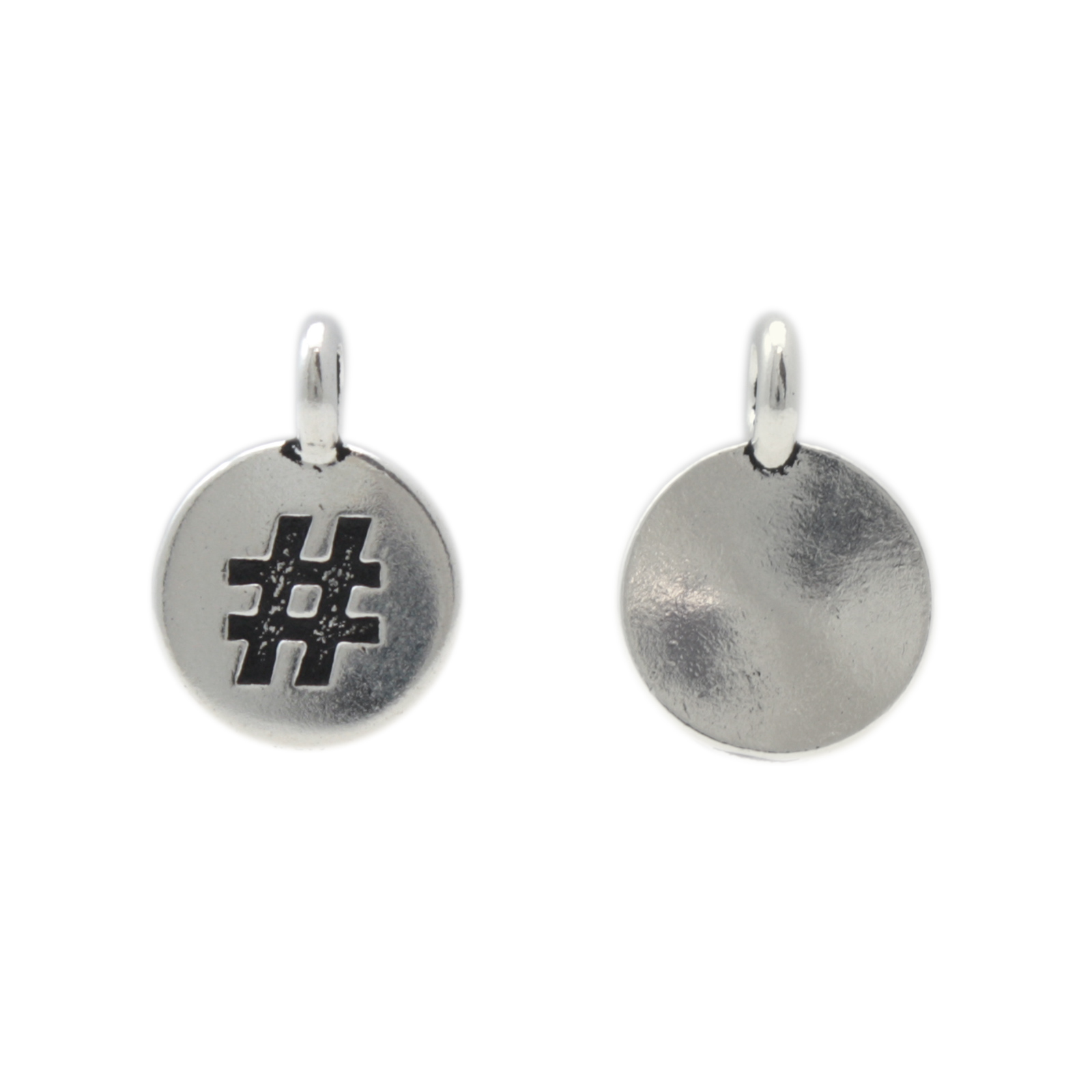 antique silver plated hashtag charm 12mm | 1pc