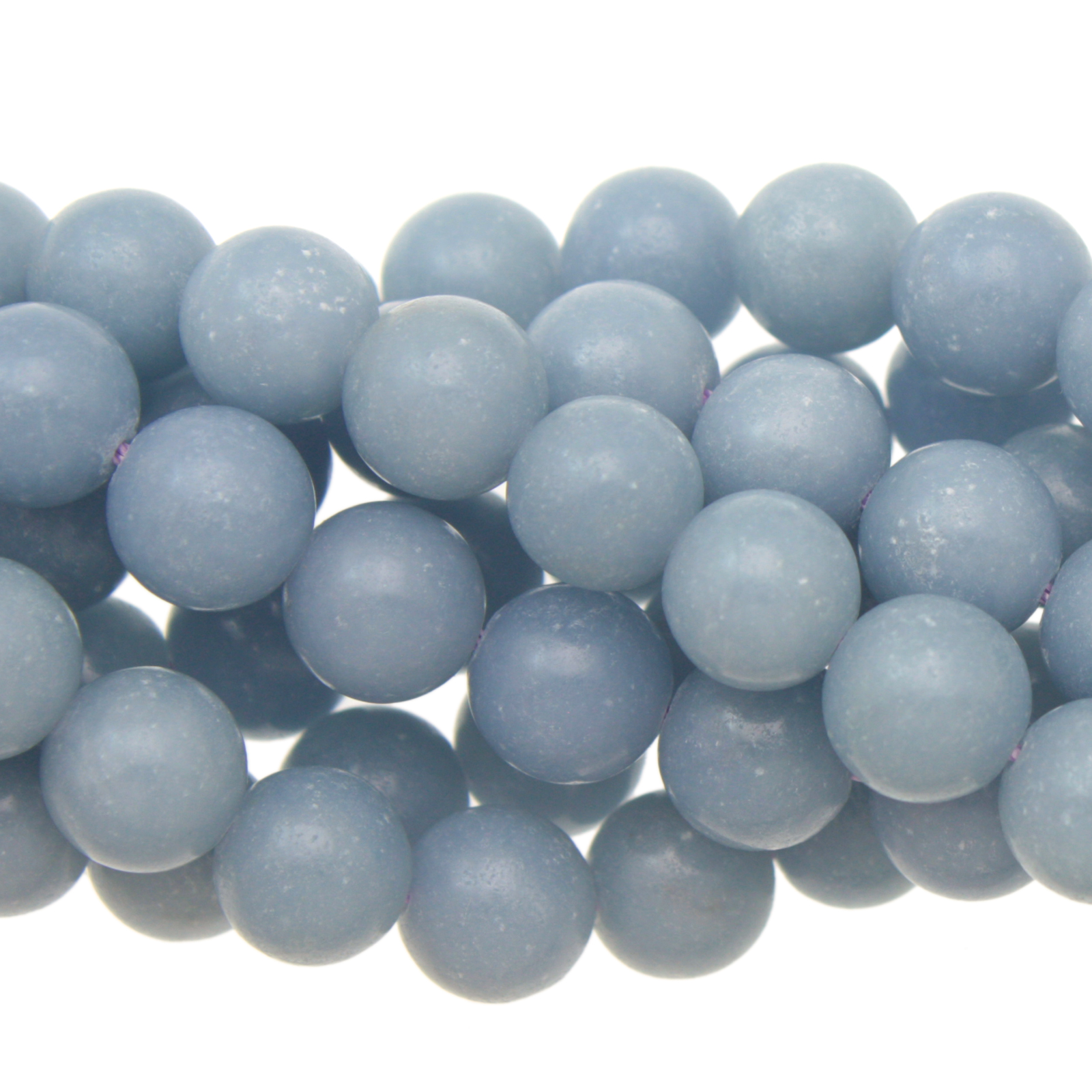 blue angelite smooth round 10mm | 16-inch strand