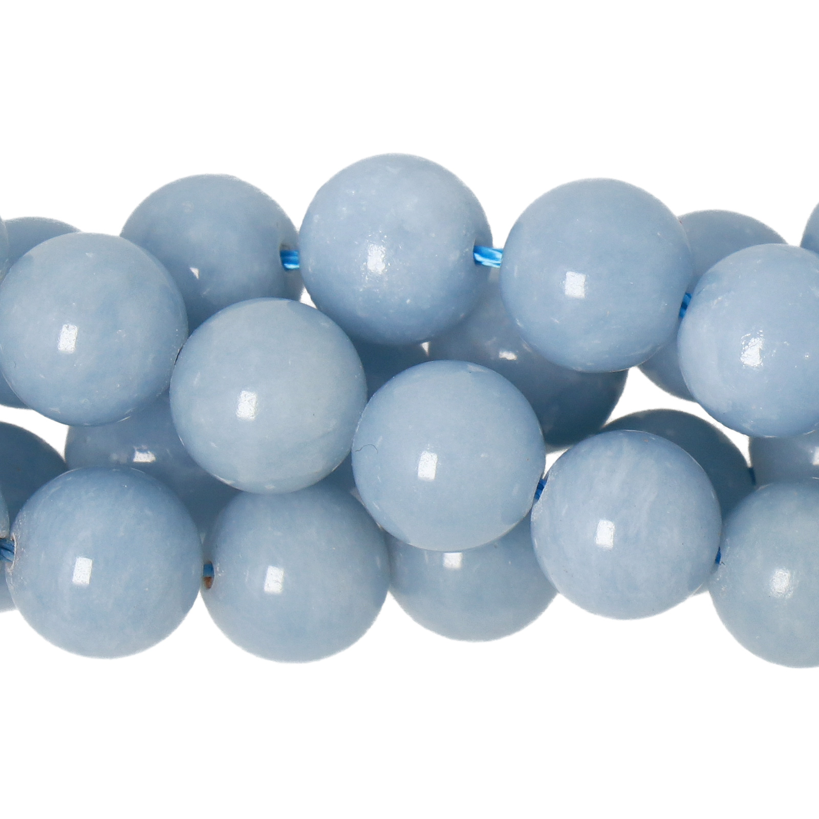 blue angelite smooth round 8mm | 16-inch strand