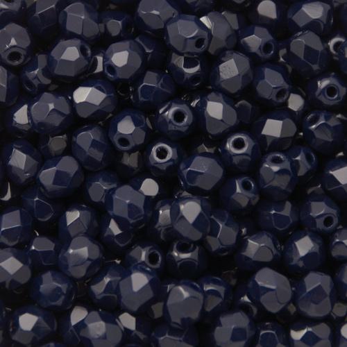 czech fire-polished round beads opaque blue 4mm | 50pc