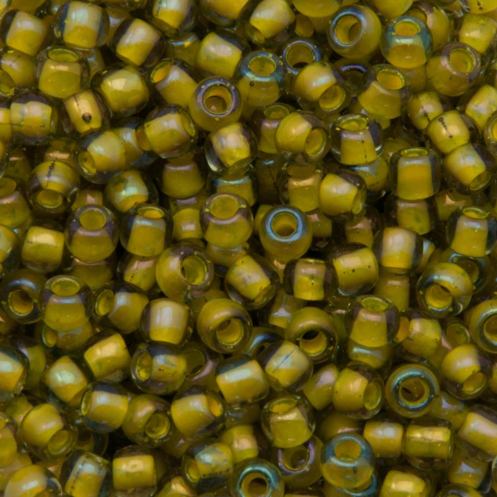 rocaille toho seed beads 6/0 - inside color luster black diamond/opaque yellow lined (246) | 10gr