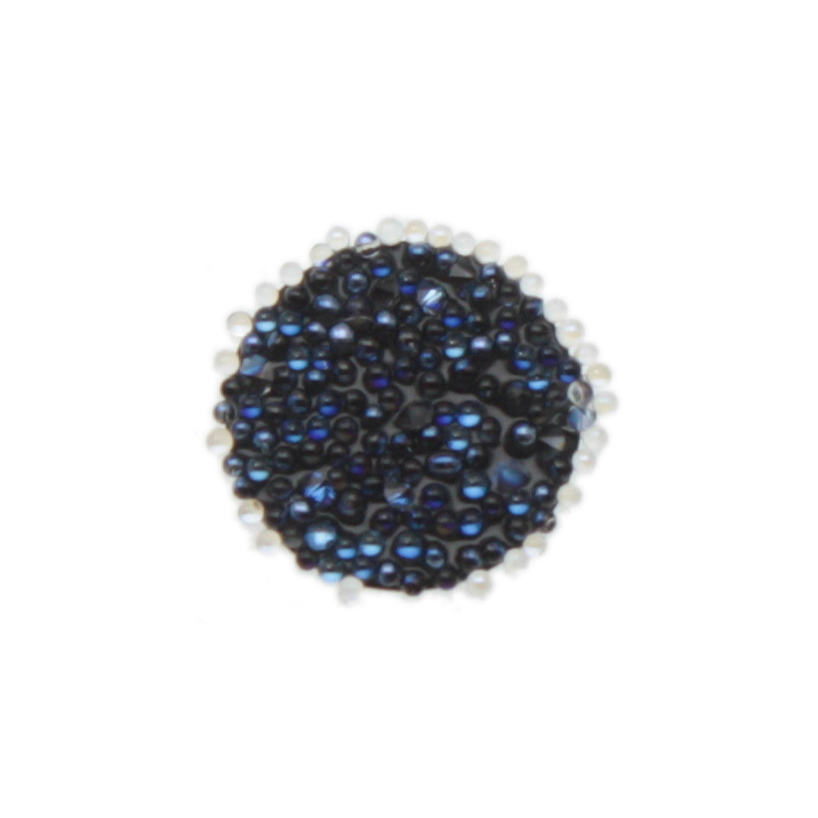 crystal fabric - crystal moonlight blue - black tondo 10mm | 4st
