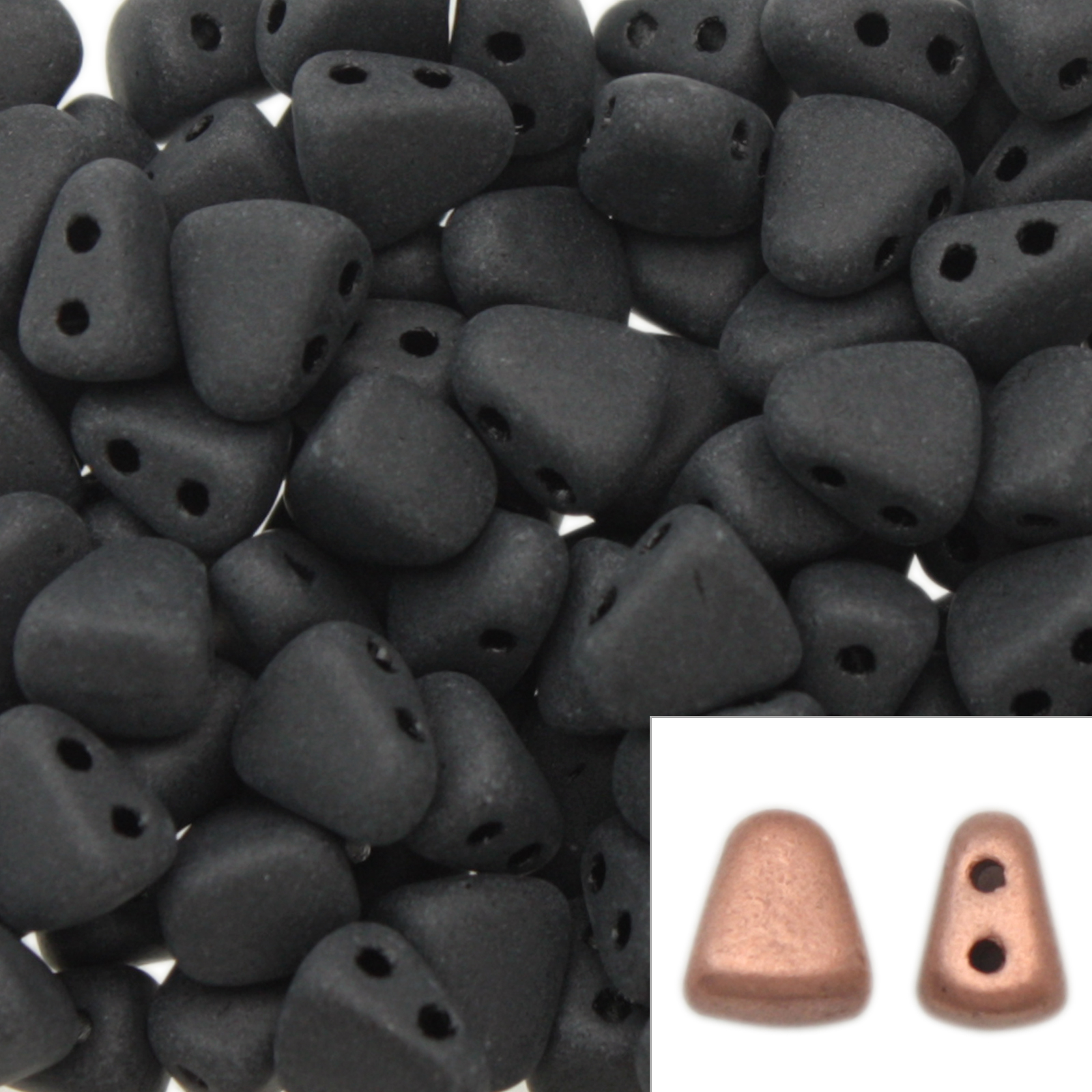 czech glass nib-bit beads - matte jet - 6x5mm | 10gr
