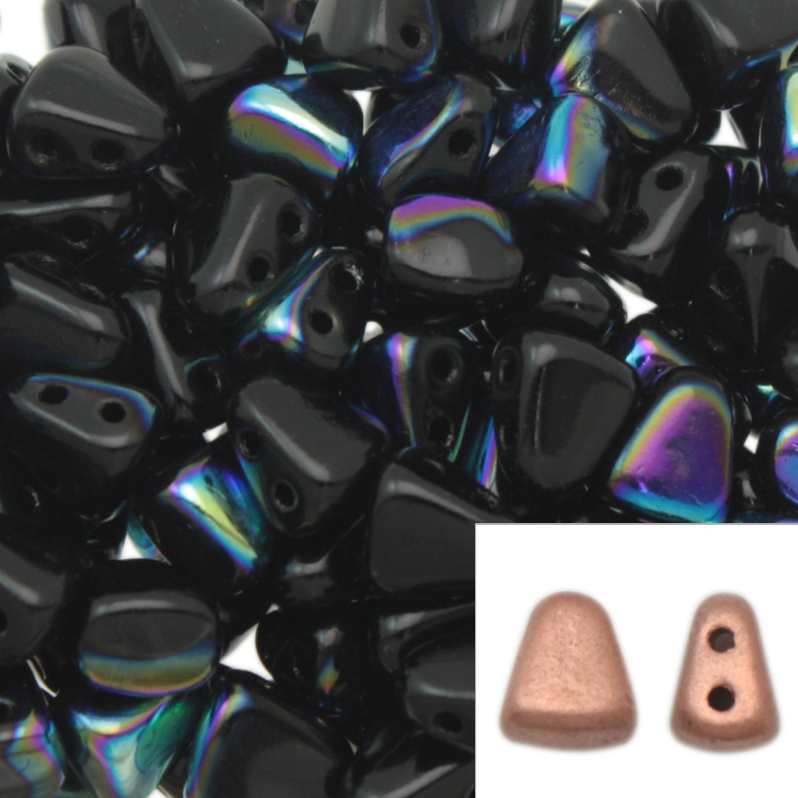 czech glass nib-bit beads - jet ab - 6x5mm | 10gr
