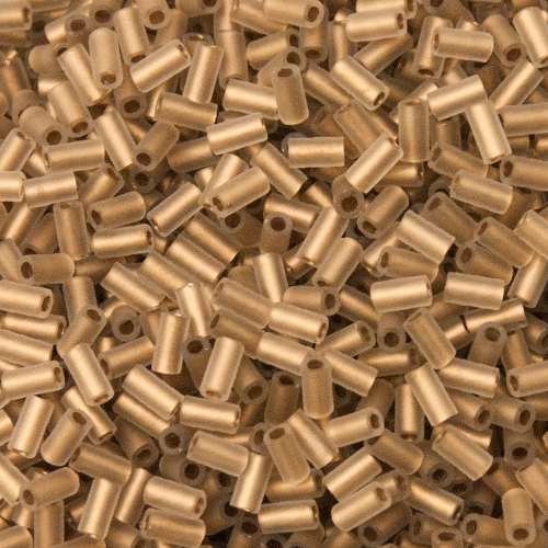 bugle toho beads 3mm - gold lined crystal frosted (989f) | 10gr