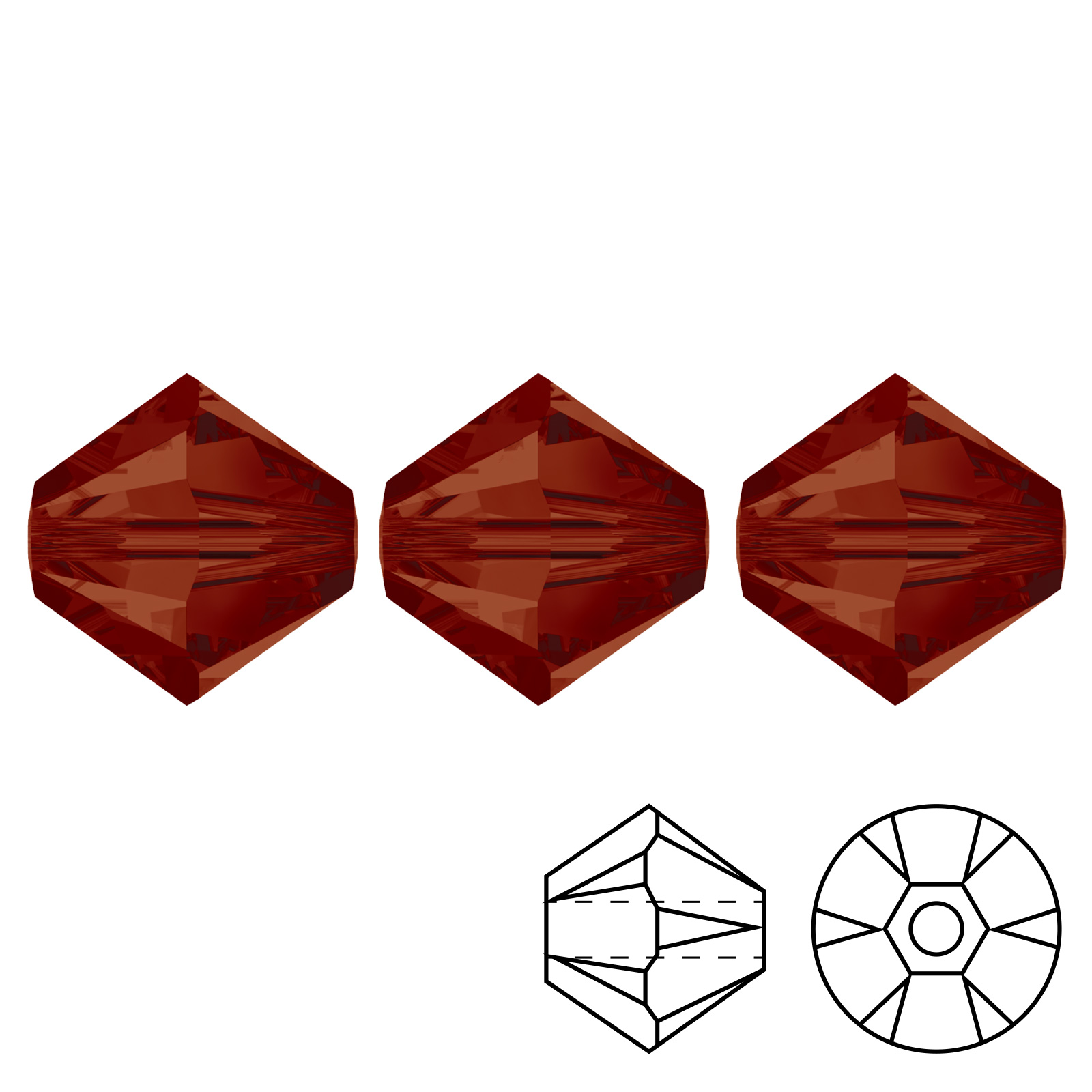 bicone (5328) crystal red magma 6mm | 20pc