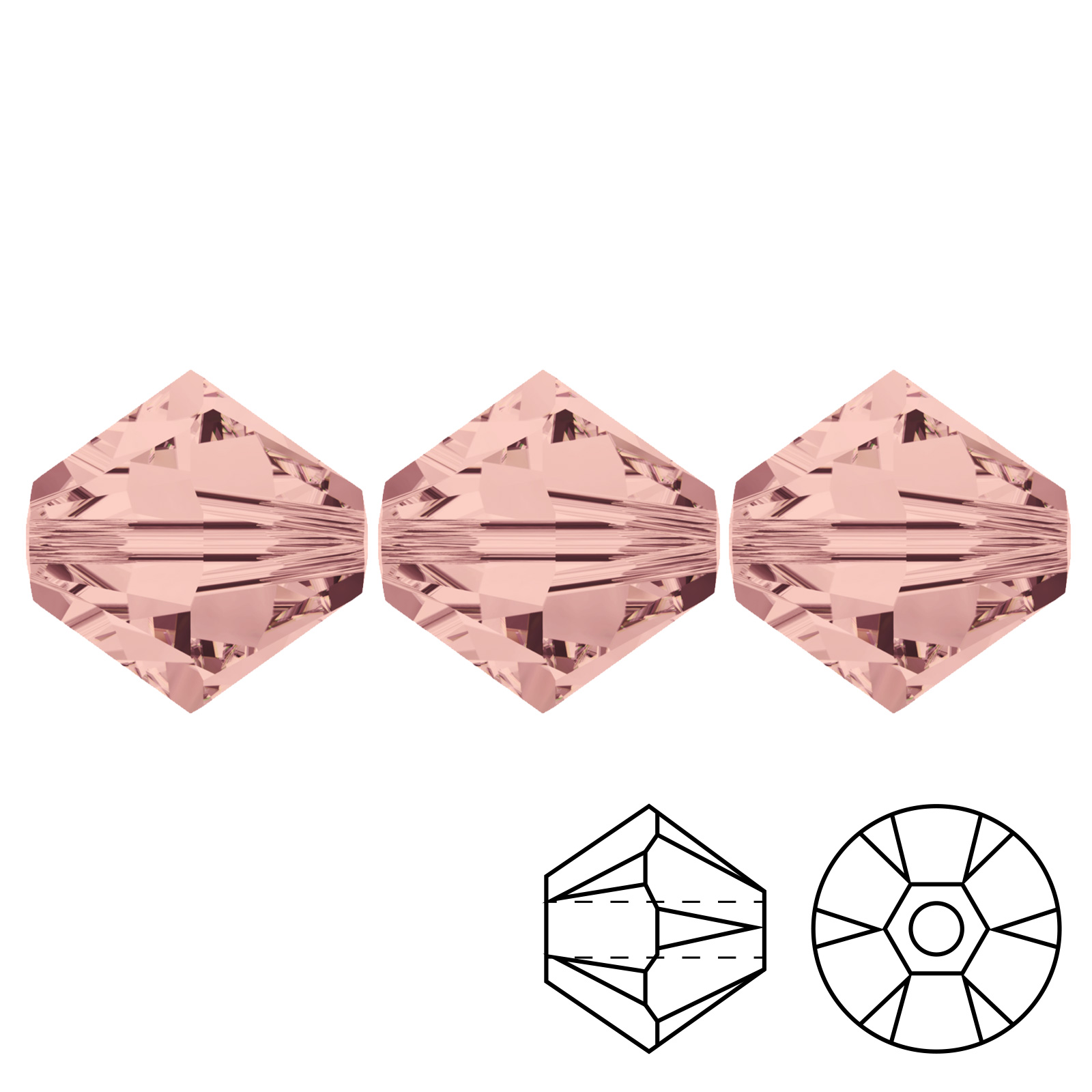 bicone (5328) blush rose 4mm | 48pc