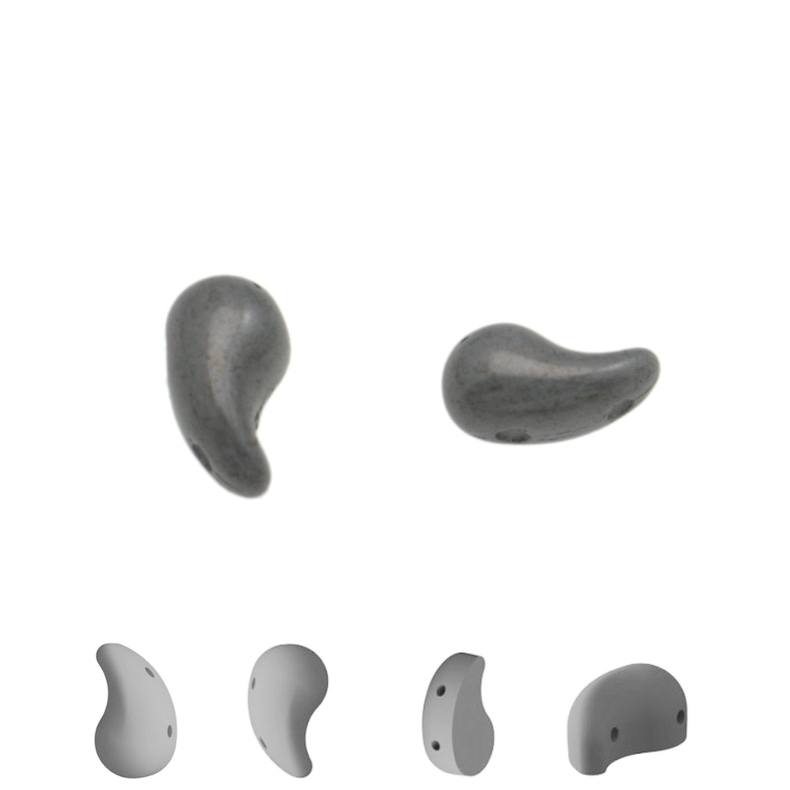 czech glass zoliduo beads opaque luster ceramic grey 8x5mm - right side | 30pc