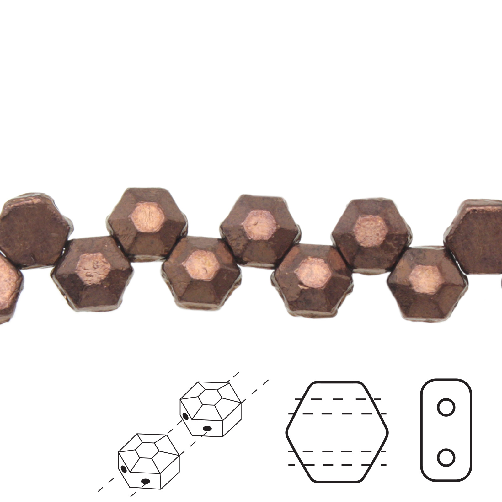czech glass honeycomb jewel beads - dark bronze - 6mm | 30pc