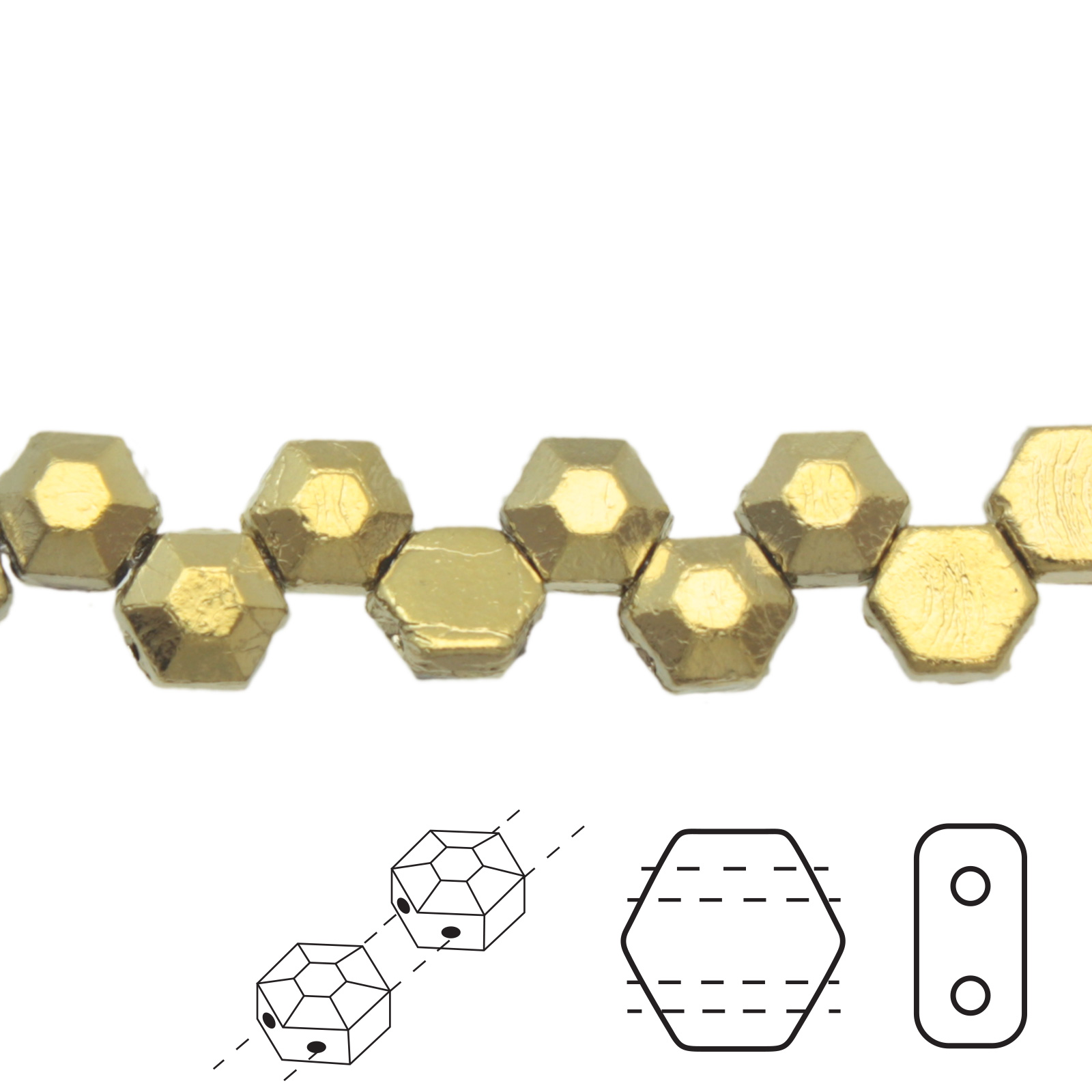 czech glass honeycomb jewel beads - crystal full amber - 6mm | 30pc