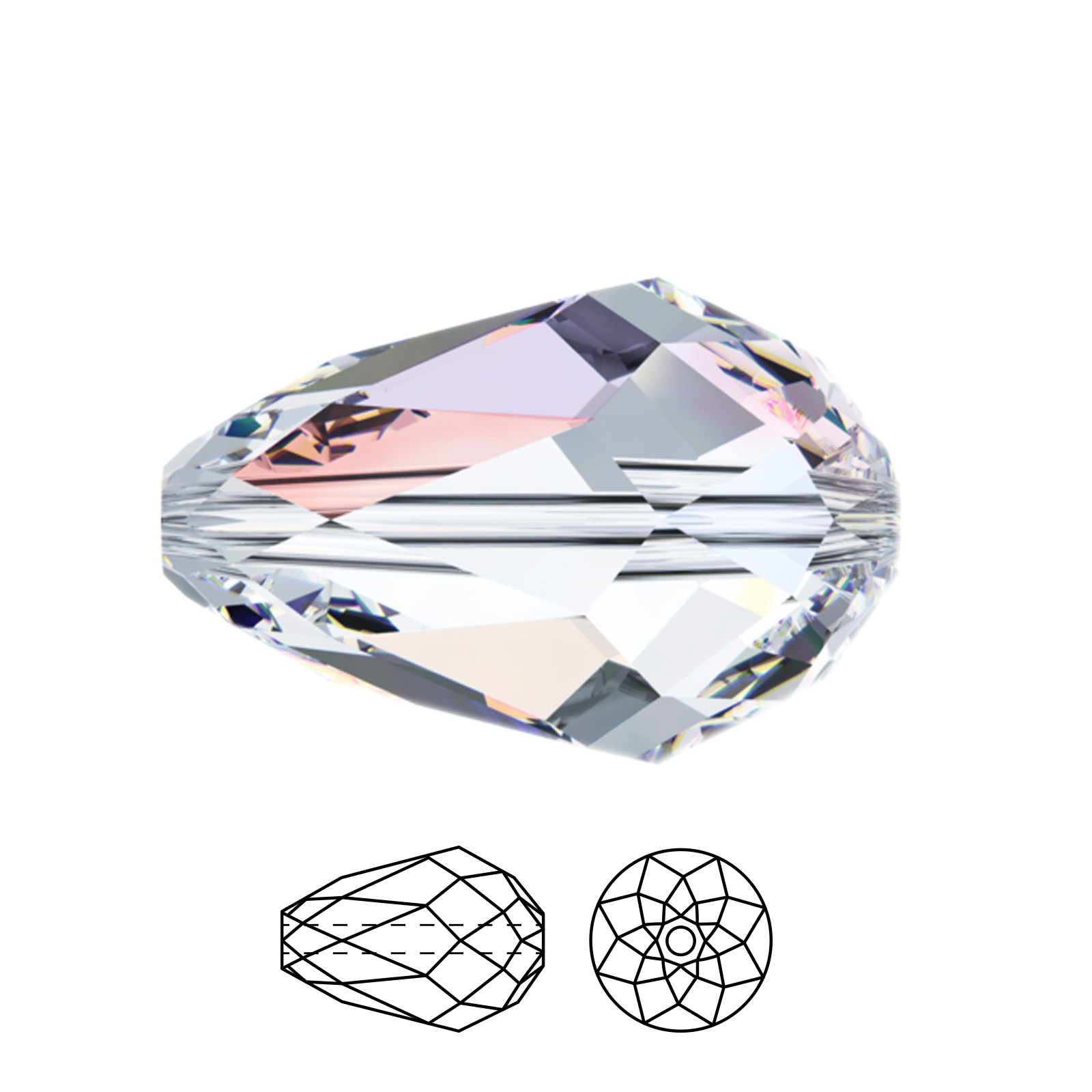 teardrop (5500) crystal ab 9x6mm | 2pc