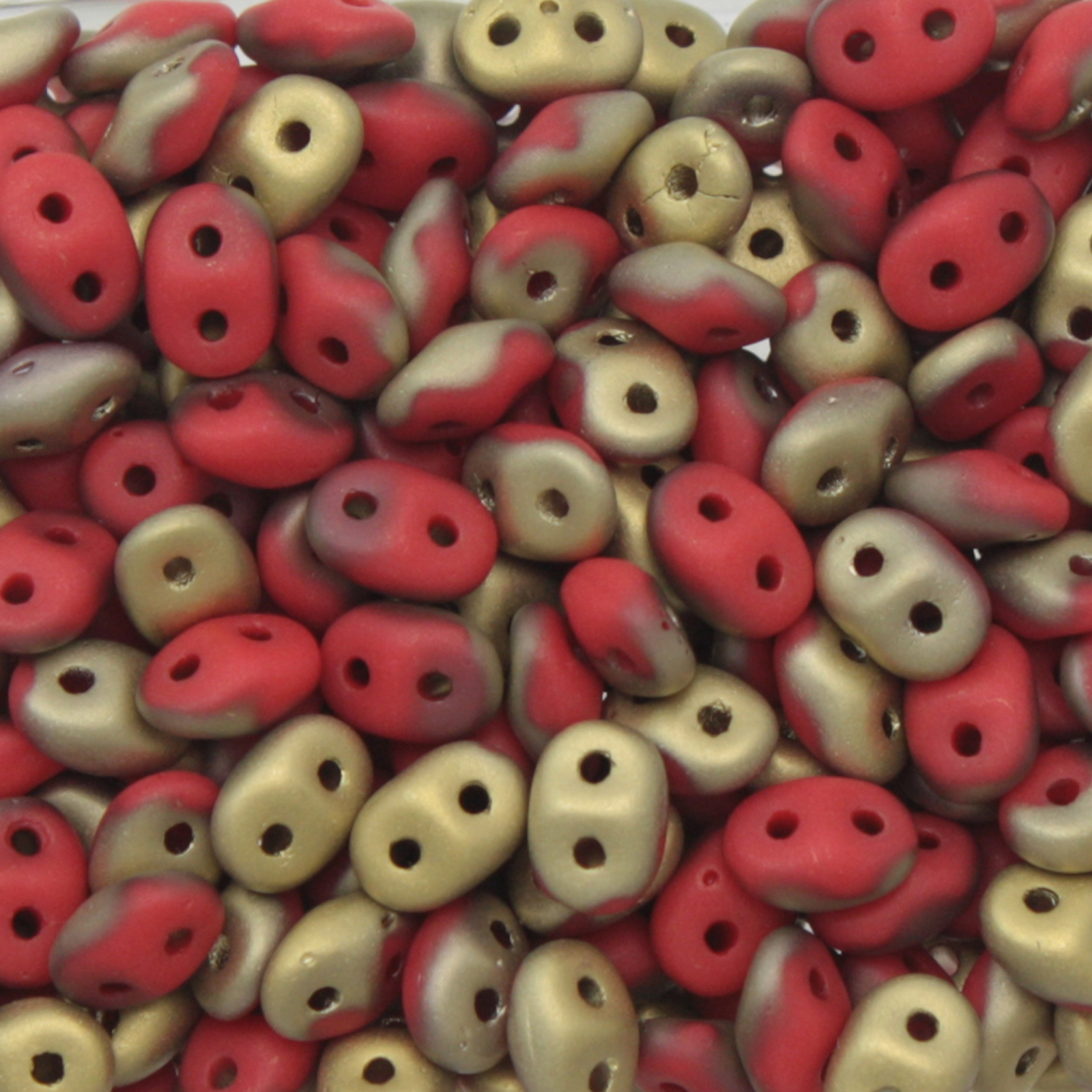 superduo perlen 5x2,5mm matte opaque red fool's gold | 10gr
