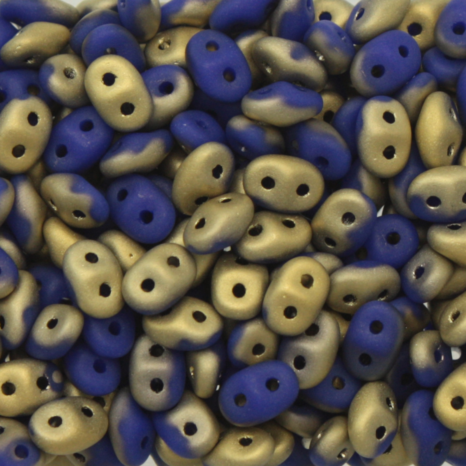 superduo seed beads 5x2,5mm - matte opaque blue fool's gold | 10gr
