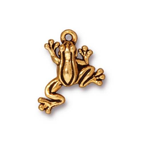 antique gold plated leap frog charm 17x10mm | 1pc