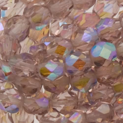 Lot De 100 Perles Facettées Bohème En Verre Preciosa - 4 Mm - Couleur Light Amethyst AB (irisé) - Pour Création Bijoux DIY