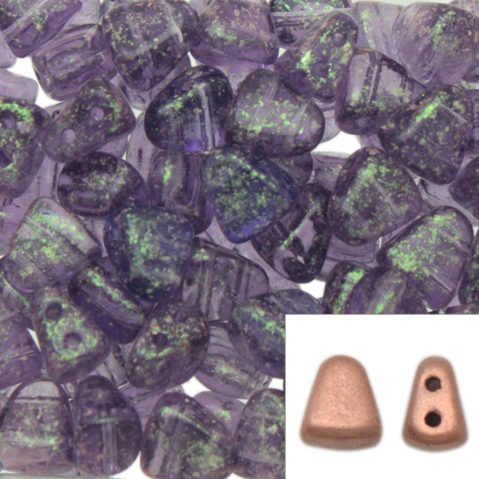 czech glass nib-bit beads - tanzanite stardust - 6x5mm | 10gr