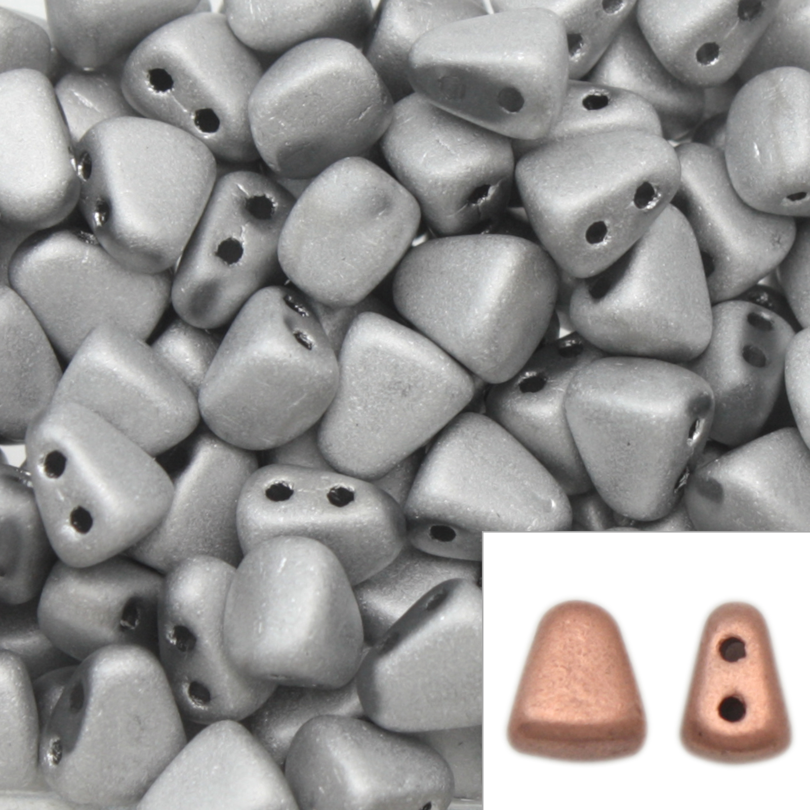 czech glass nib-bit beads - matte silver - 6x5mm | 10gr