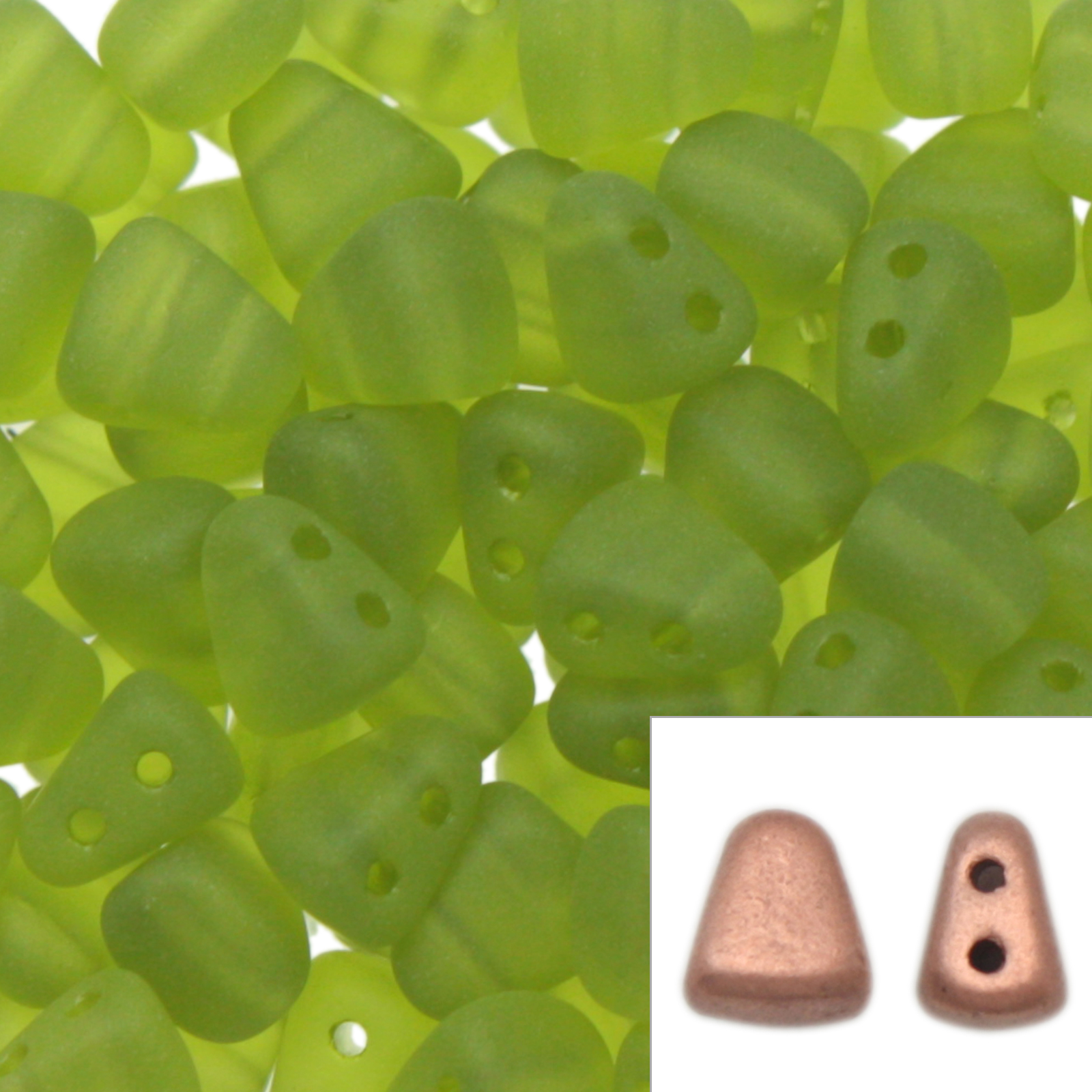czech glass nib-bit beads - matte olivine - 6x5mm | 10gr