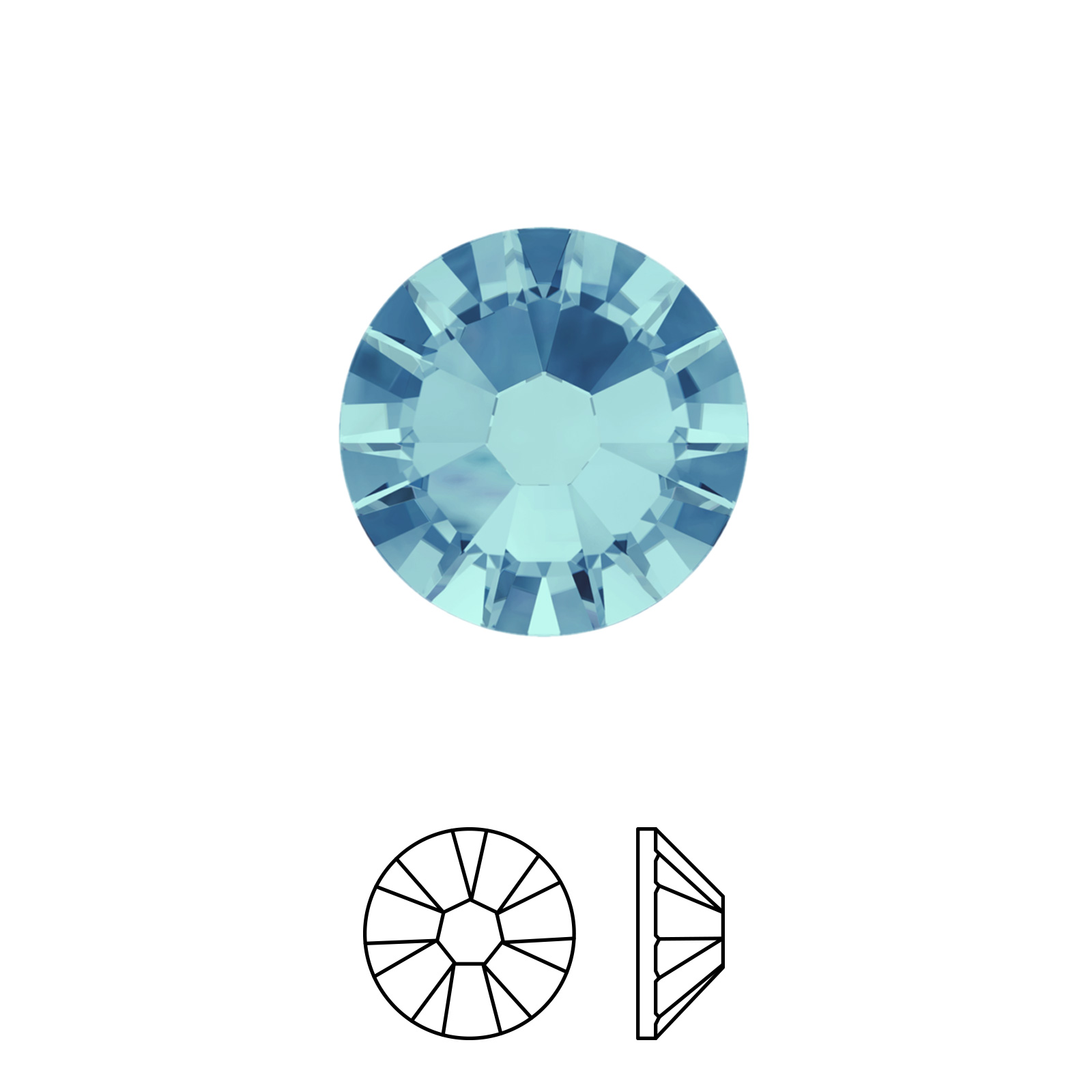 xilion rose flatback (2058) aquamarine ss09 (2,50-2,70mm) | 48st