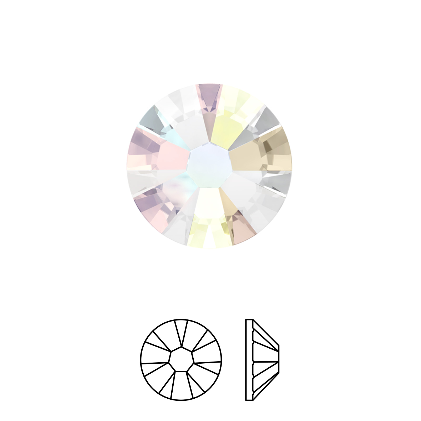 xilion rose flatback (2058) crystal ab ss09 (2,50-2,70mm) | 48st