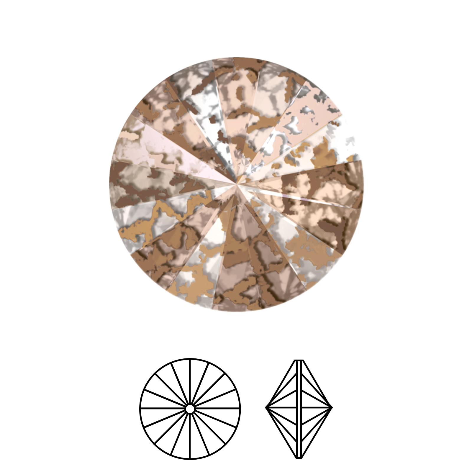rivoli (1122) crystal rose patina 14mm | 2pc