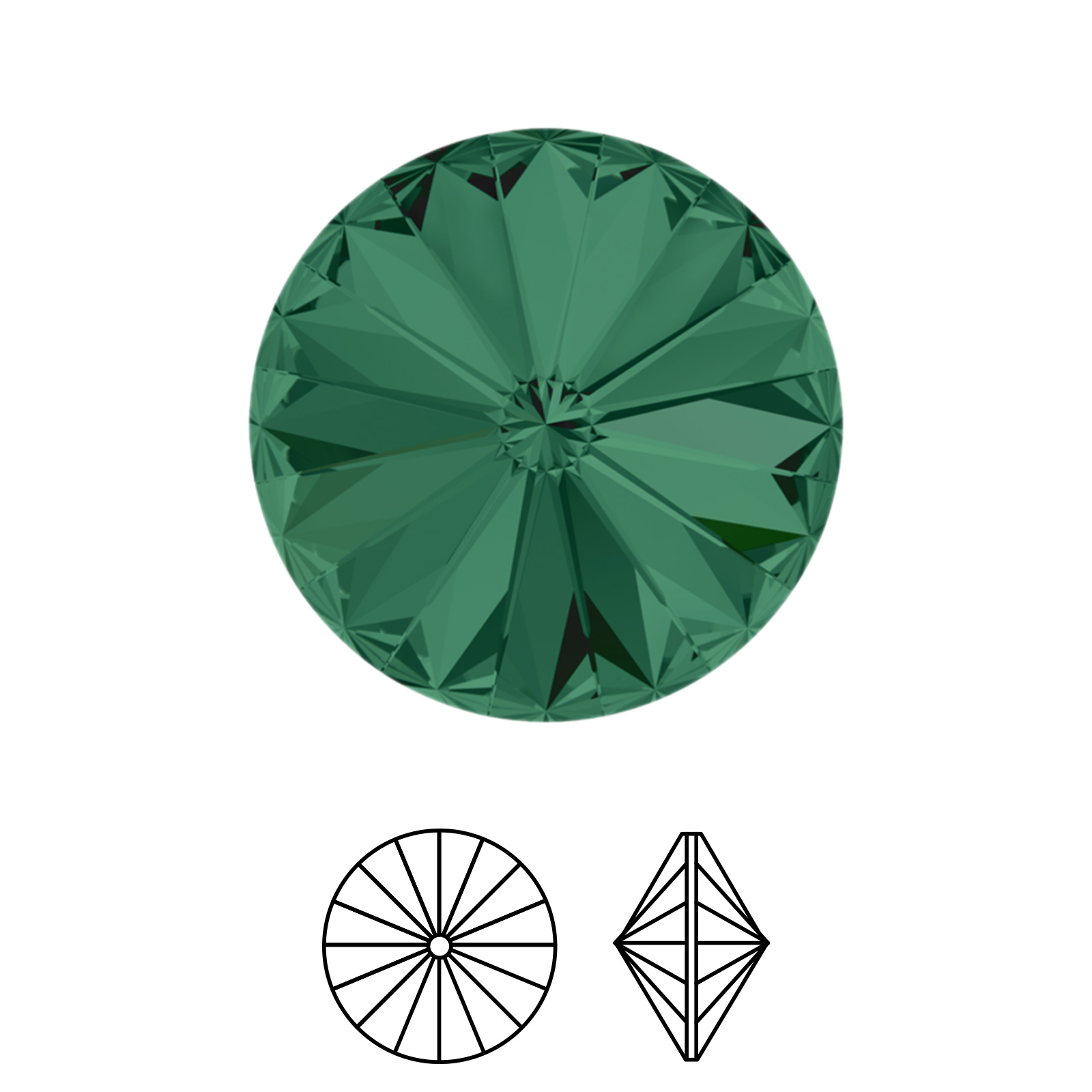 rivoli (1122) emerald 14mm | 2pc