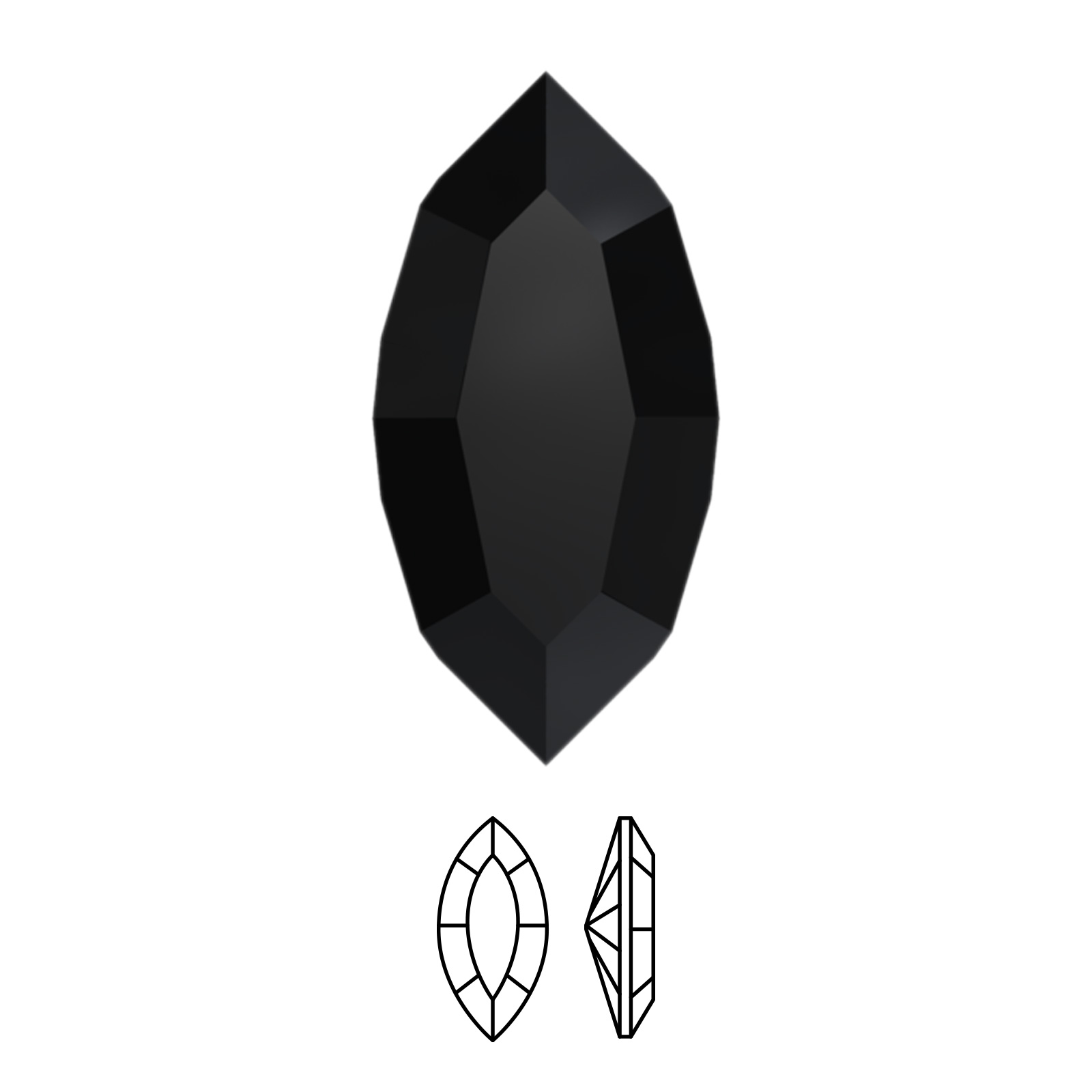 navette fancy stone (4228) jet 15x7mm | 1pc