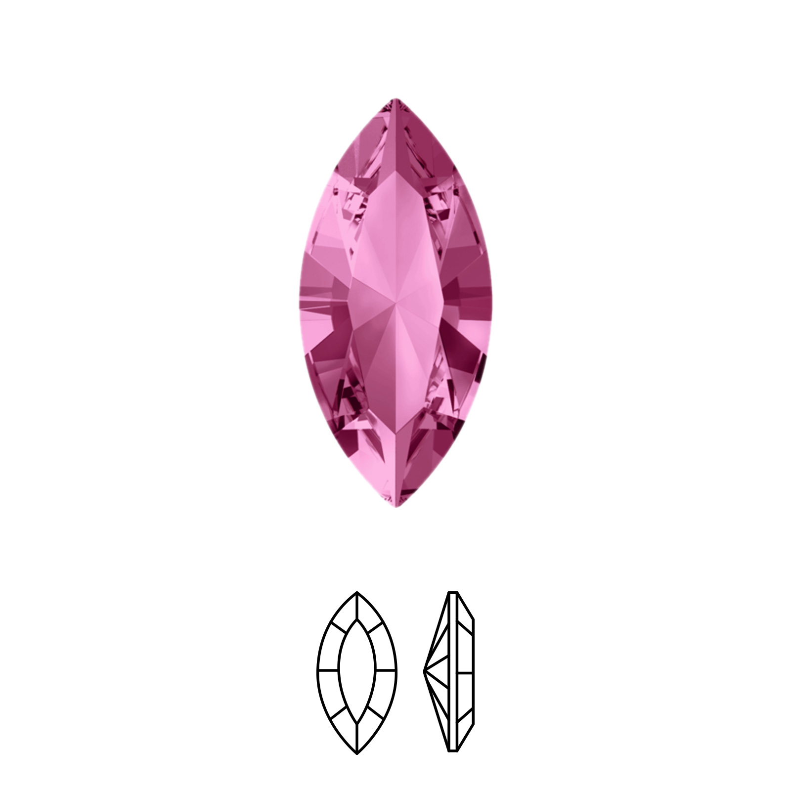 navette fancy stone (4228) rose 10x5mm | 2pc