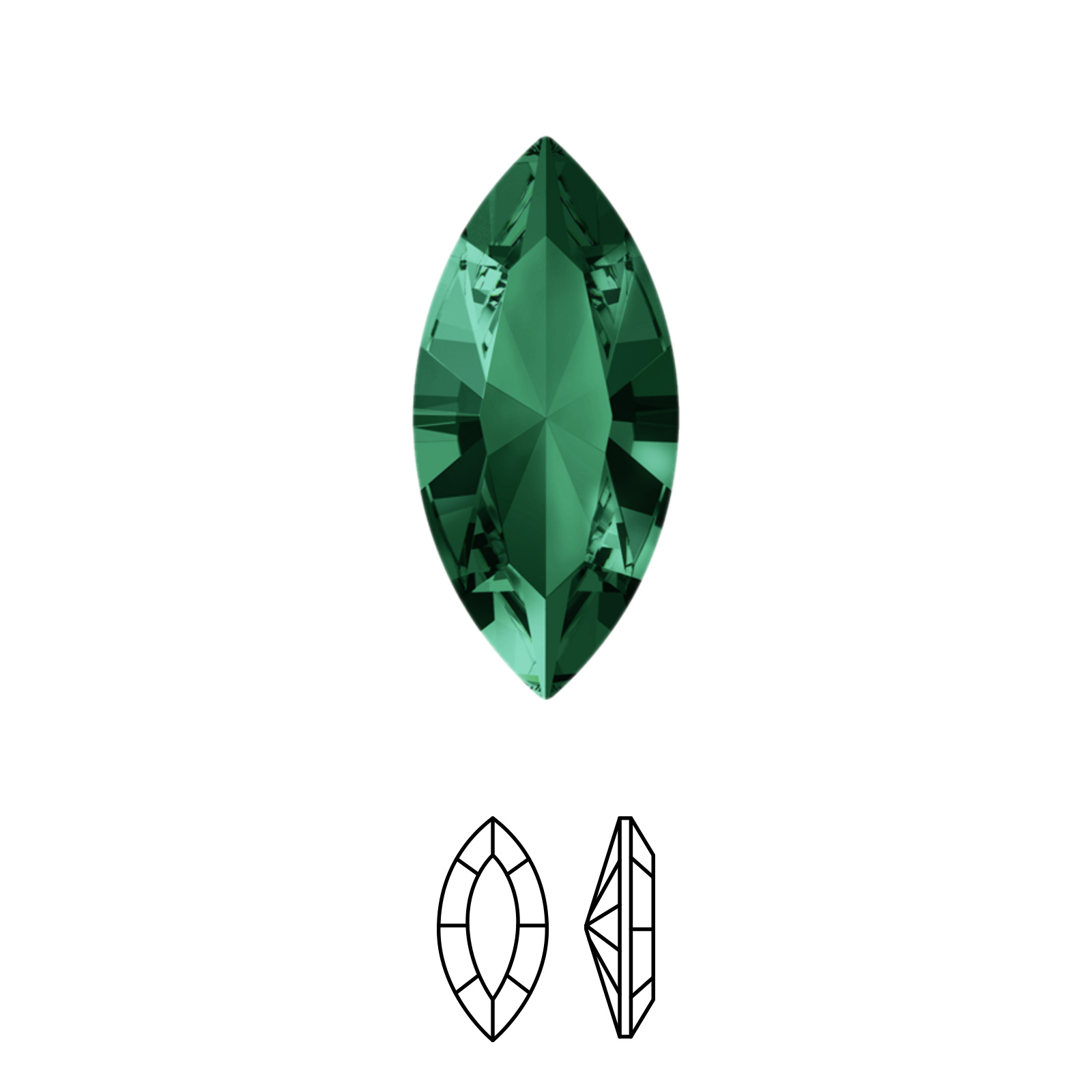 navette fancy stone (4228) emerald 10x5mm | 2pc