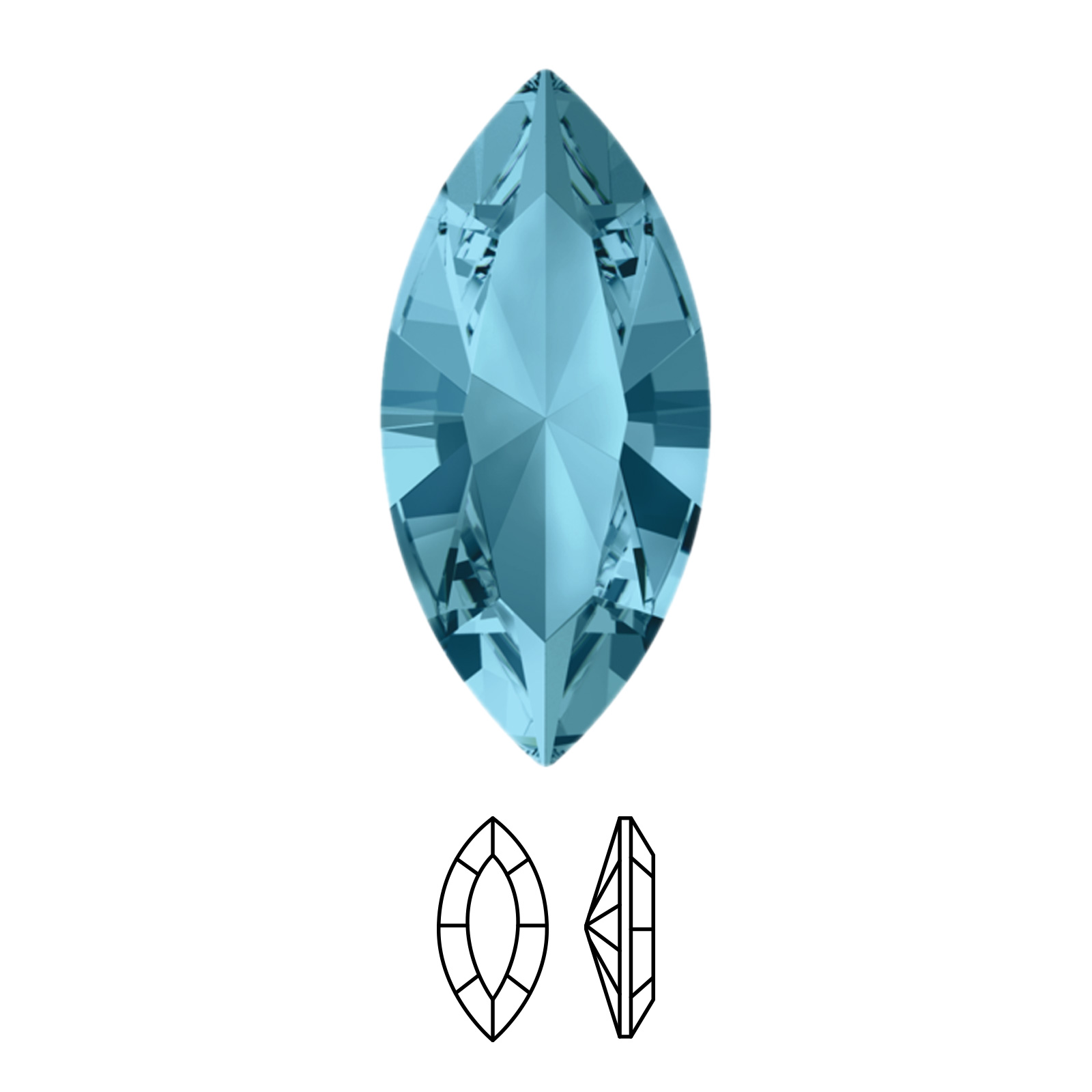 navette fancy stone (4228) aquamarine 15x7mm | 1pc